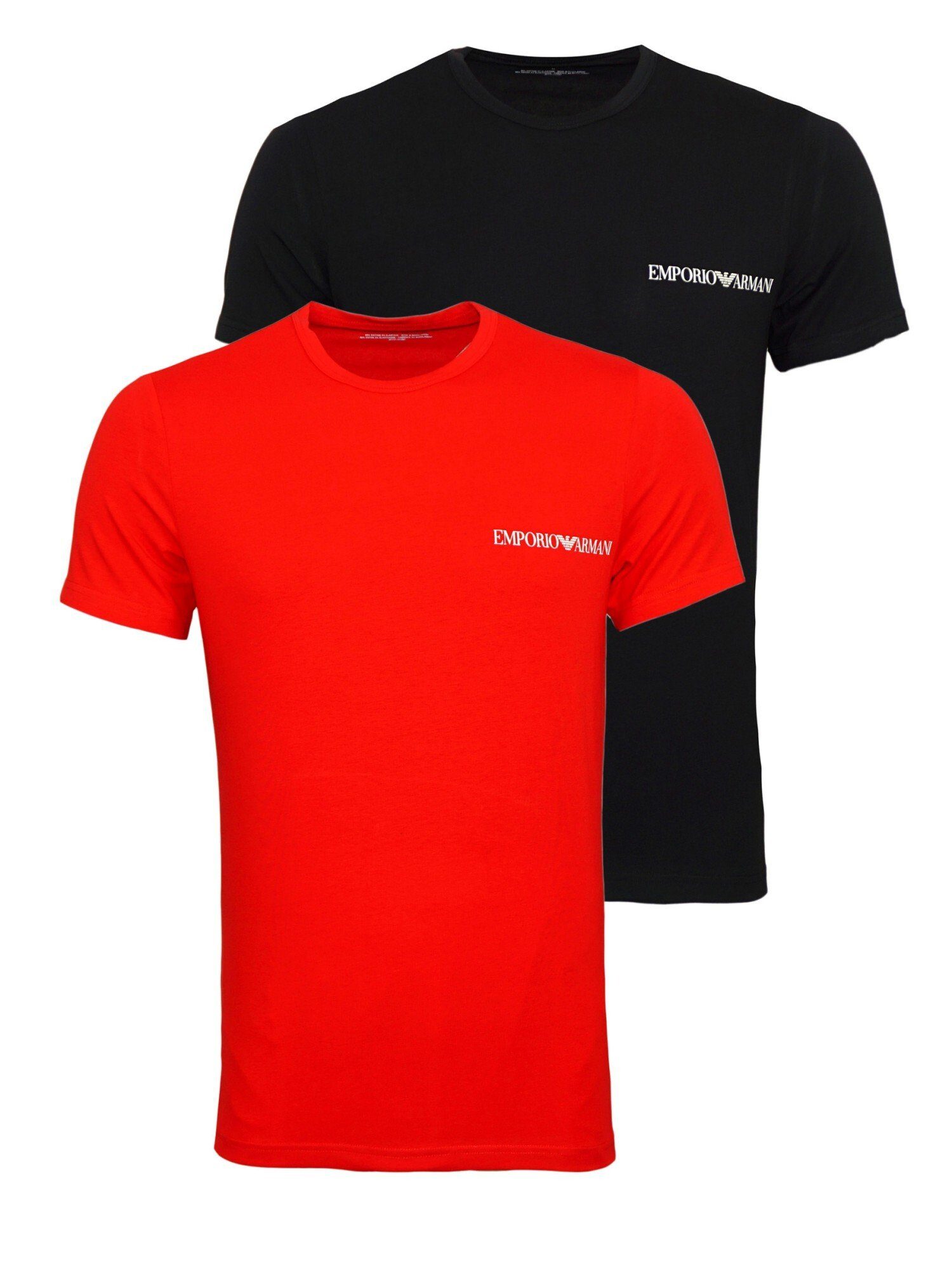 T-Shirt 2 T-Shirts Pack Schwarz/Rot Armani Emporio (2-tlg) Neck Crew
