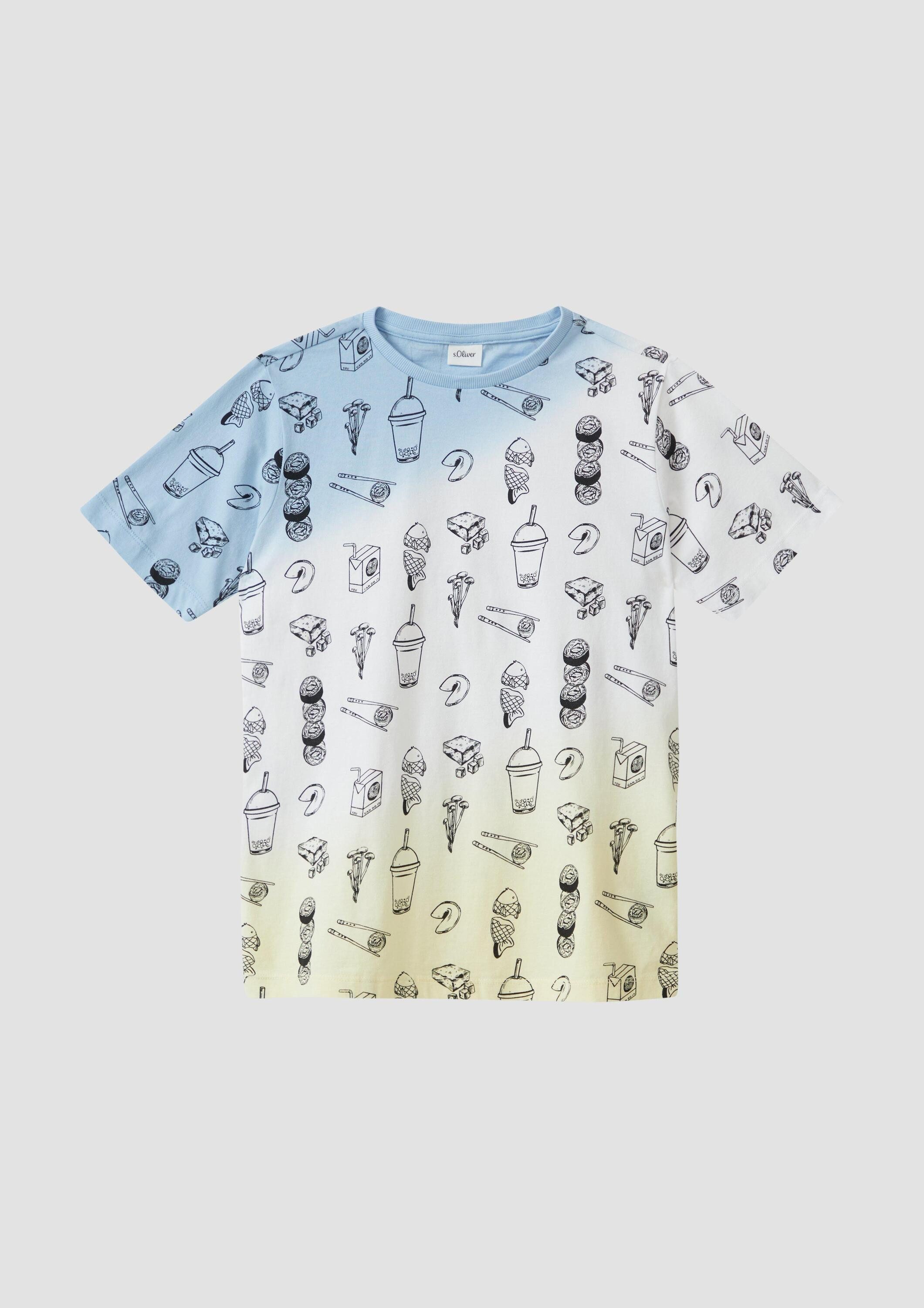 s.Oliver Kurzarmshirt T-Shirt T-Shirt mit All-over-Print