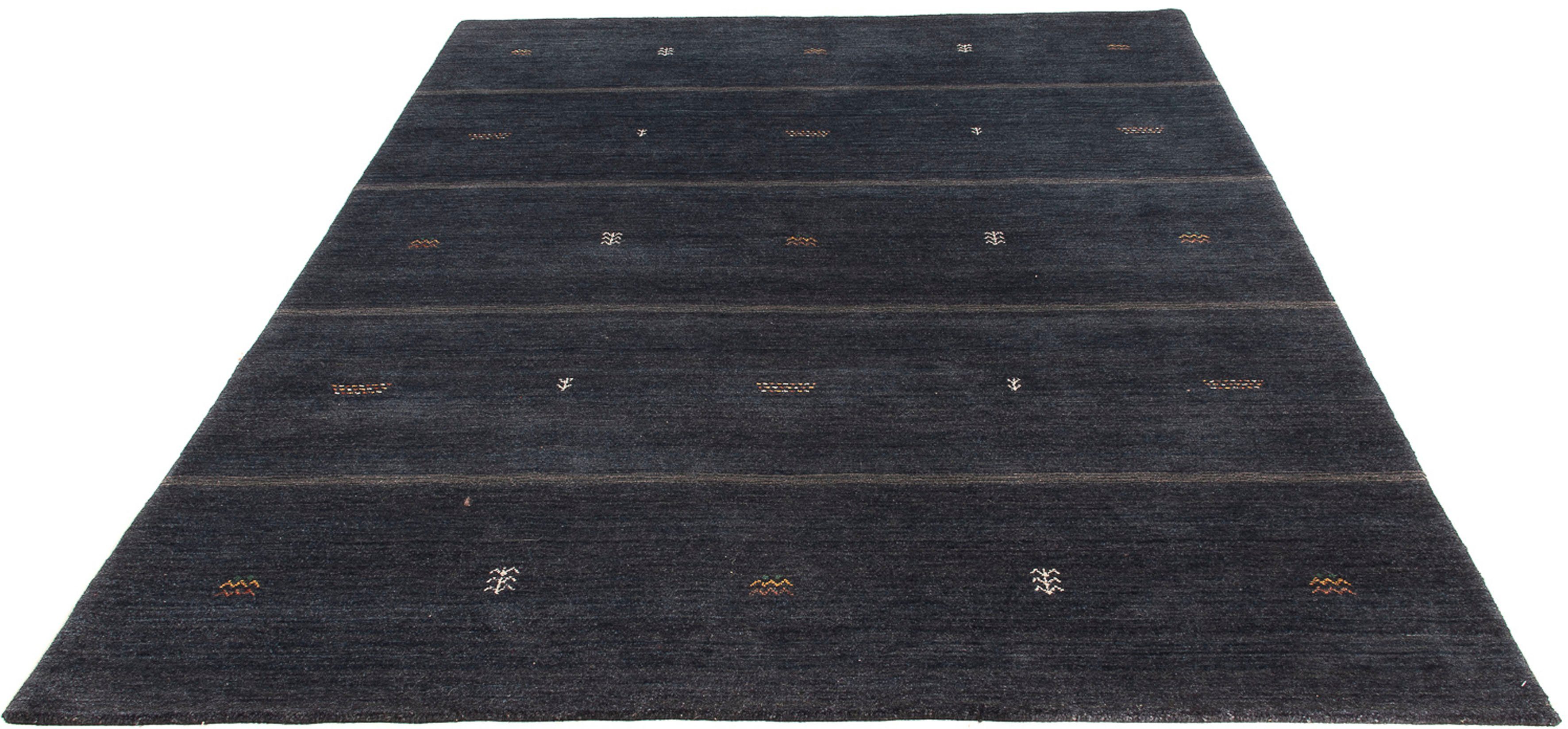 Wollteppich Gabbeh - Loribaft Softy - 243 x 172 cm - dunkelblau, morgenland, rechteckig, Höhe: 12 mm, Wohnzimmer, Einzelstück
