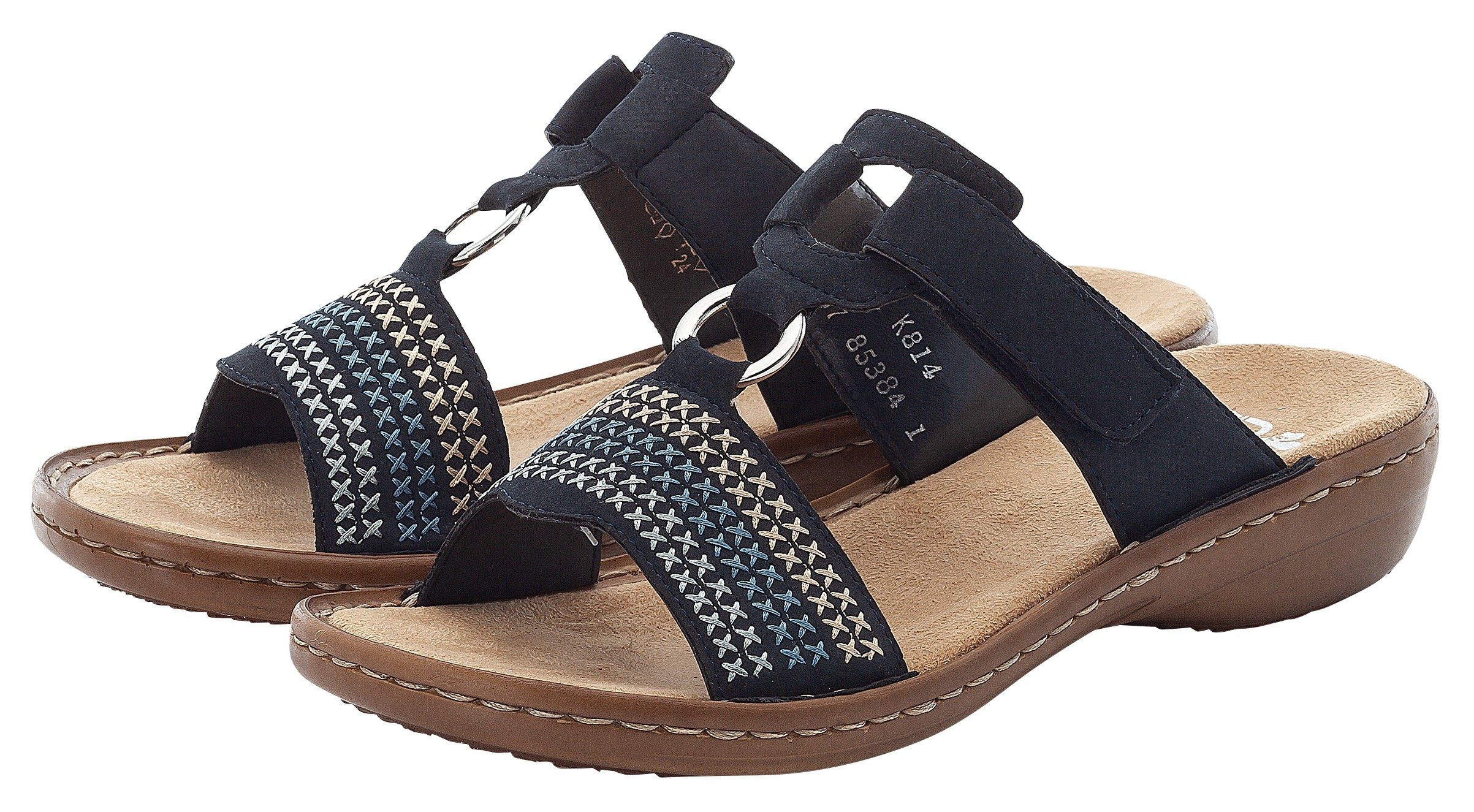 Rieker Pantolette, Keilabsatz, Sommerschuh, Schlappen mit schöner Stickerei günstig online kaufen