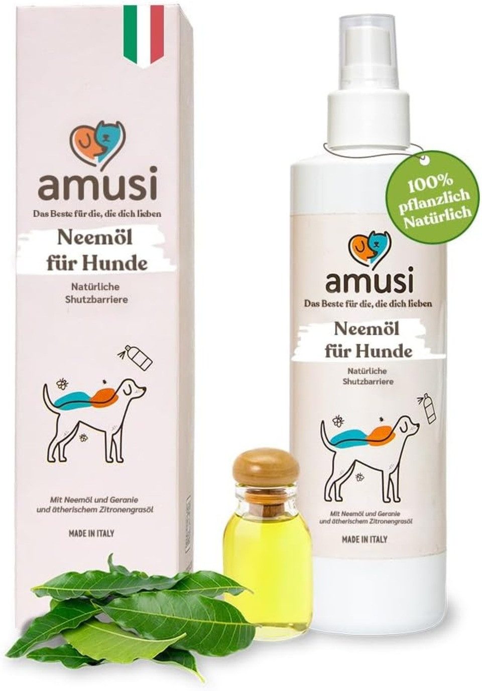 Fellpflege - Neemöl-Zeckenspray für Hunde - Natürliches Schutzspray für Hunde