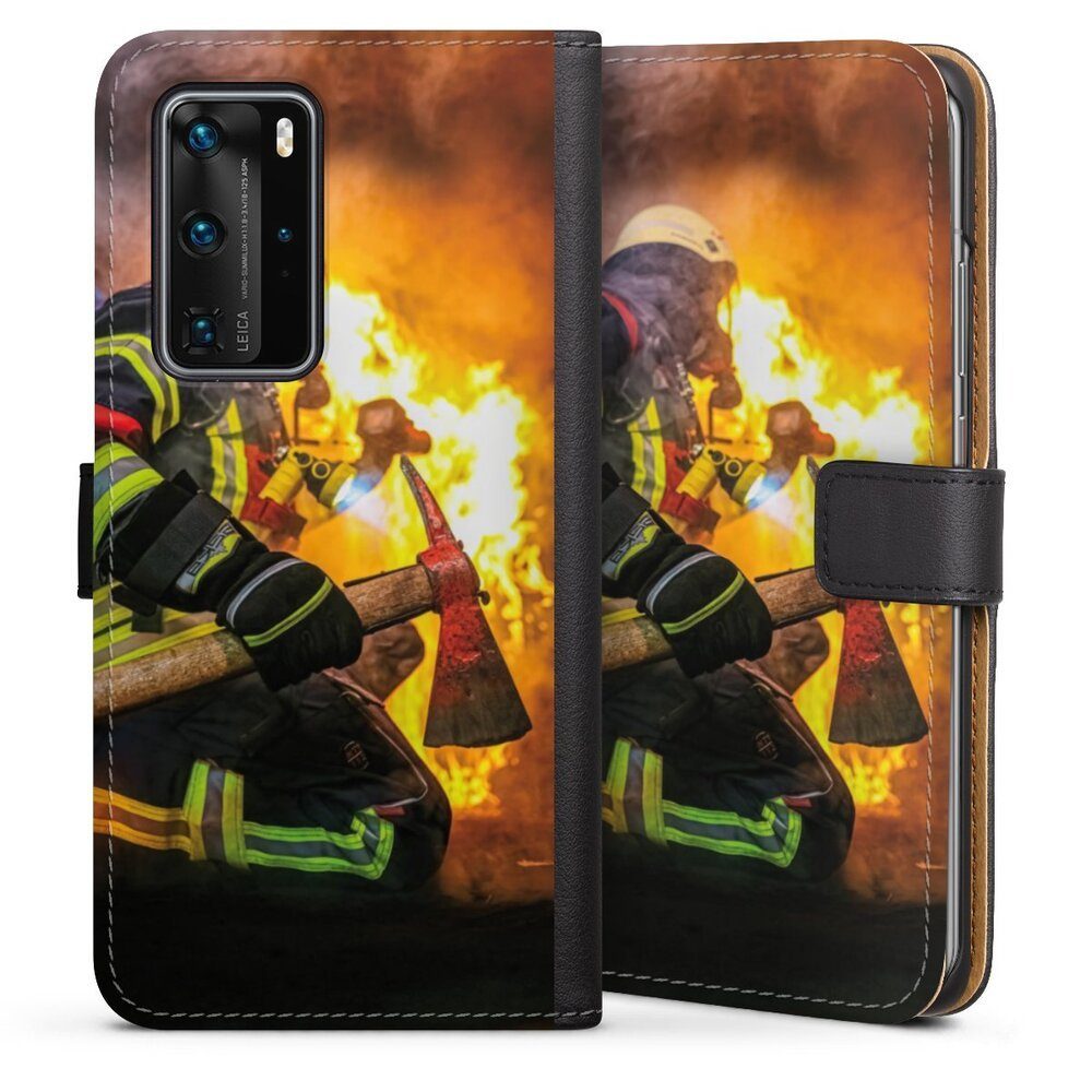 DeinDesign Handyhülle Feuerwehr Feuer Lebensretter Volunteer Firefighter, Huawei P40 Pro Hülle Handy Flip Case Wallet Cover Handytasche Leder