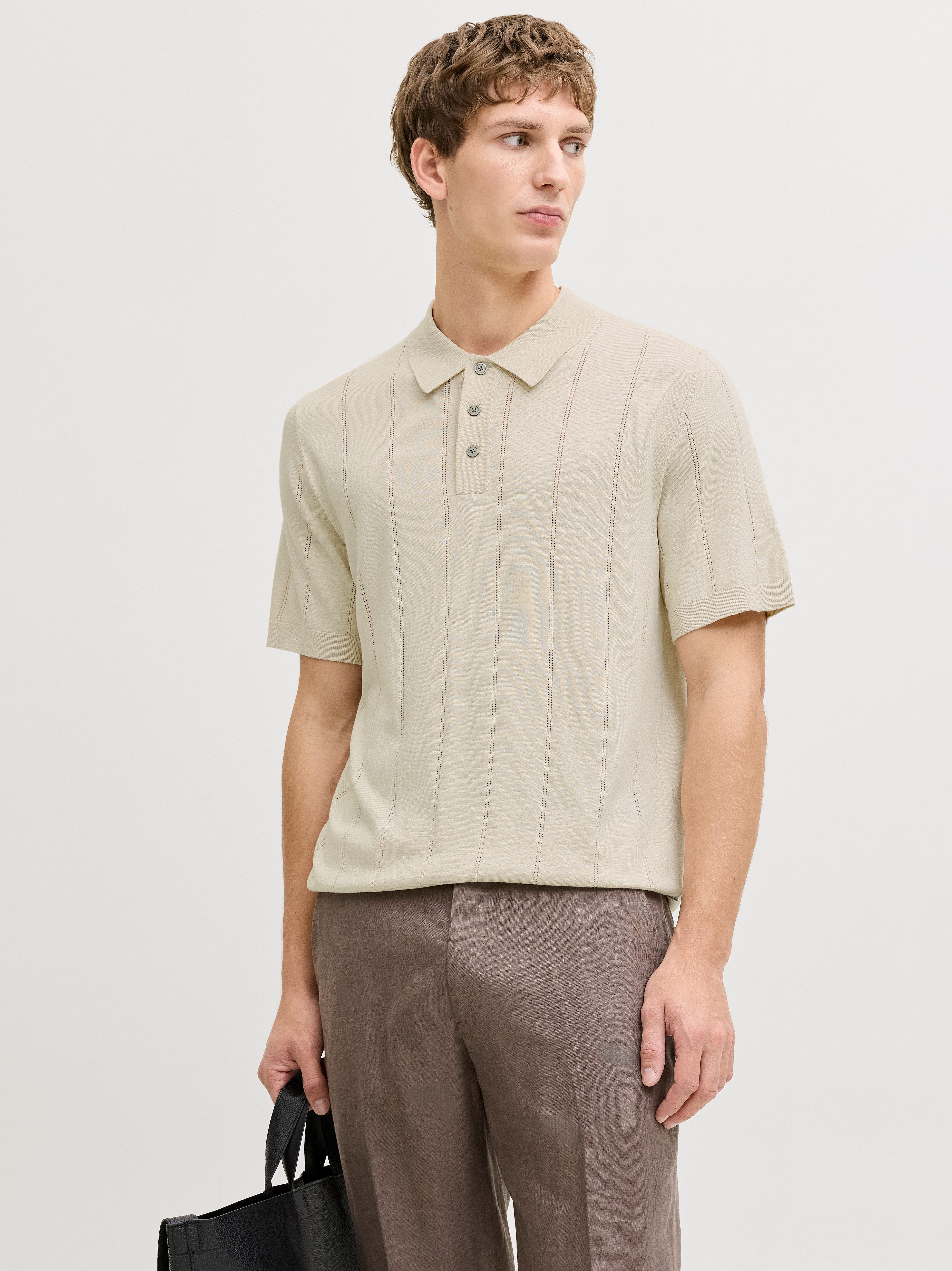 Jack & Jones Polokragenpullover JPRBLAWILLIAM STRUCTURE KNIT POLO SS SN Viskosemischung, regular fit