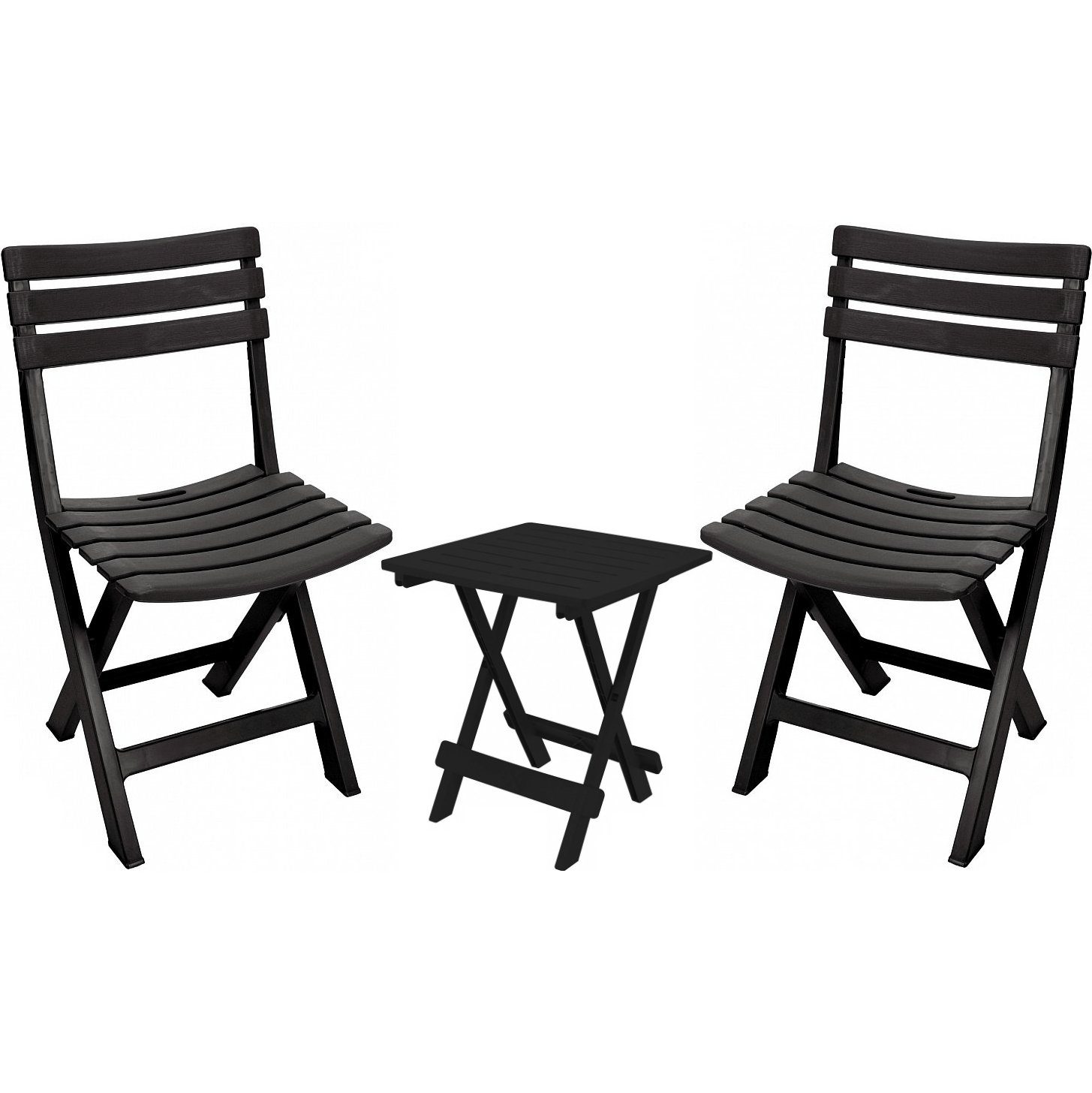 Koopman Gartenlounge-Set Gartenmöbel Sitzgruppe Balkonmöbel Terrasse, (3-tlg), Gartenmöbel, 1 Klapptisch, 2 Stühle, Kunststoff, Beistelltisch