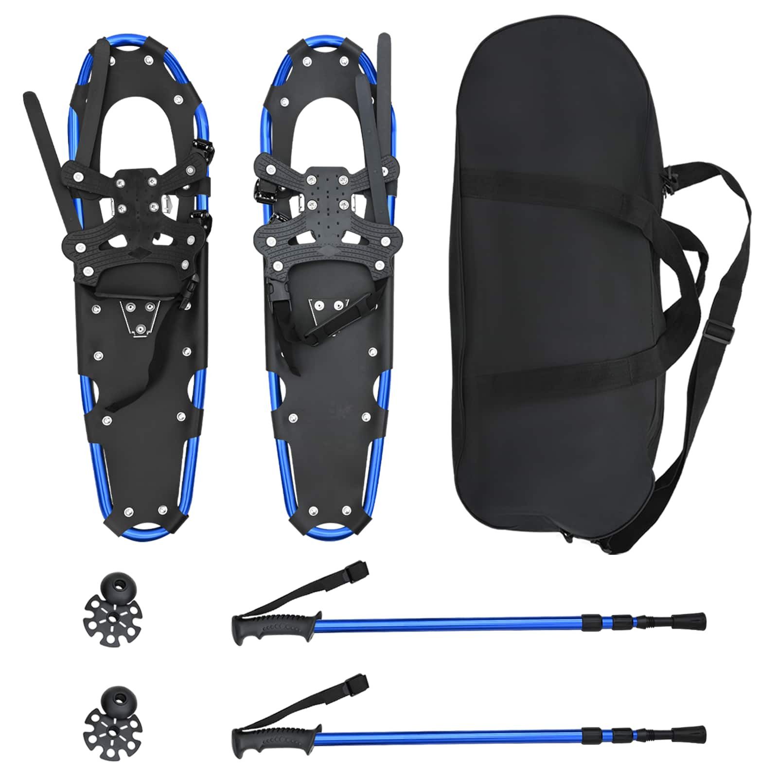 Schneeschuhe 3 in 1 Schneeschuhe mit Wanderstöcken Blau und Schwarz