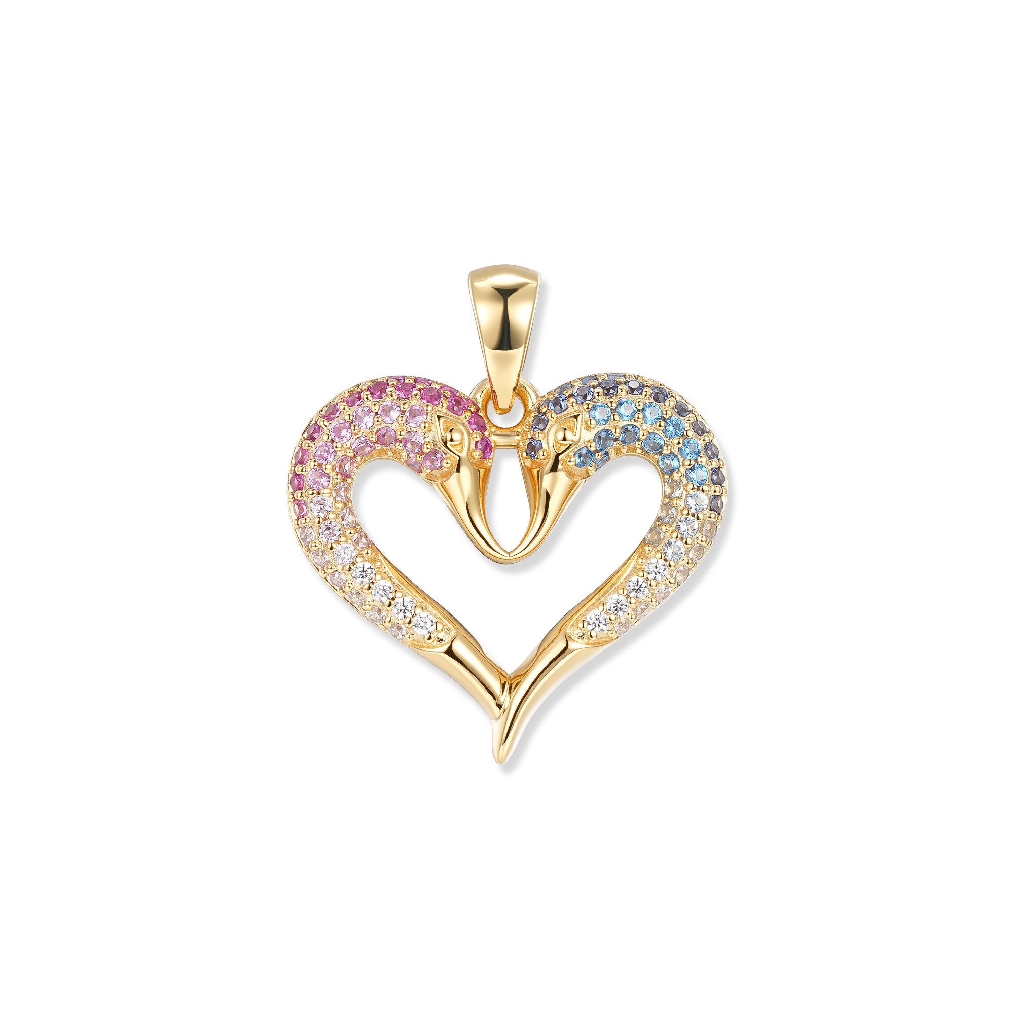 Seinerzeit FLORA & FAUNA Kettenanhänger Fusion Schwan Herz Anhänger (1-tlg), Material: 925 Sterling Silber vergoldet