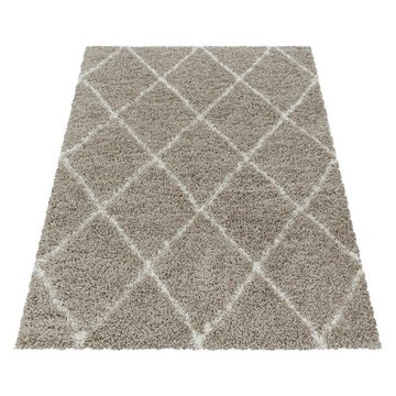 Hochflor-Teppich Rauten Design, Carpettex, Läufer, Höhe: 30 mm, Teppich Wohnzimmer Geometrisch Design verschiedene farben und größen