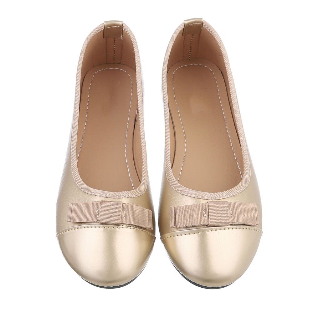 Ital-Design Damen Freizeit Ballerina (85894240) Blockabsatz Klassische Ballerinas in Gold