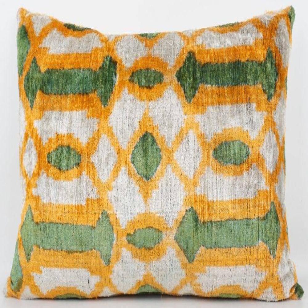 Thanks, A LOT Kissenhülle Thanks A LOT Kissenhülle Silk-Velvet Golden Mosaic Green-Yellow-Offwhi