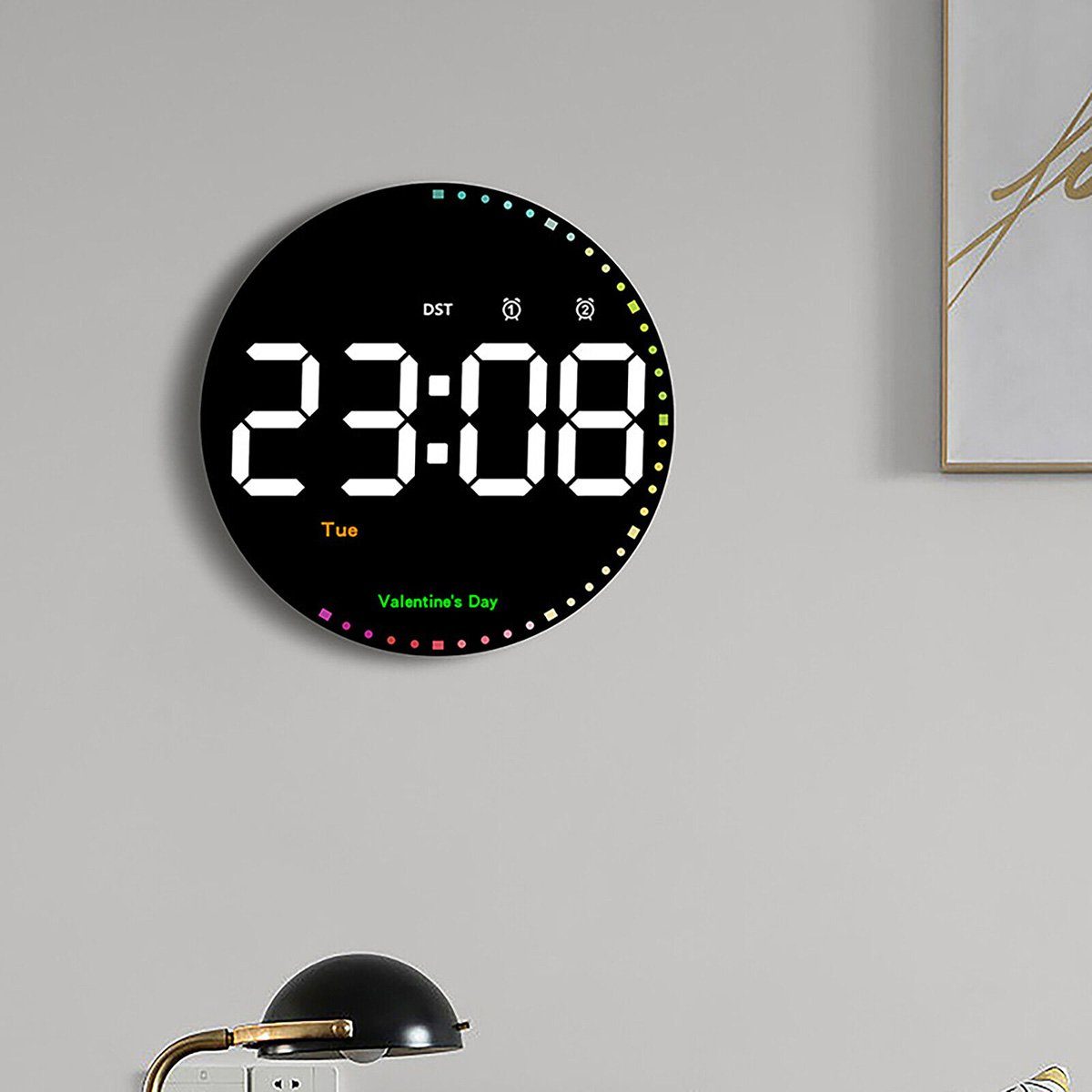yozhiqu Wanduhr 10" digitale elektronische Uhr Kalender große Anzeige LED-Wanduhr (Einfache Wohnzimmerdekoration, farbenfrohe und intelligente LED-Uhr)