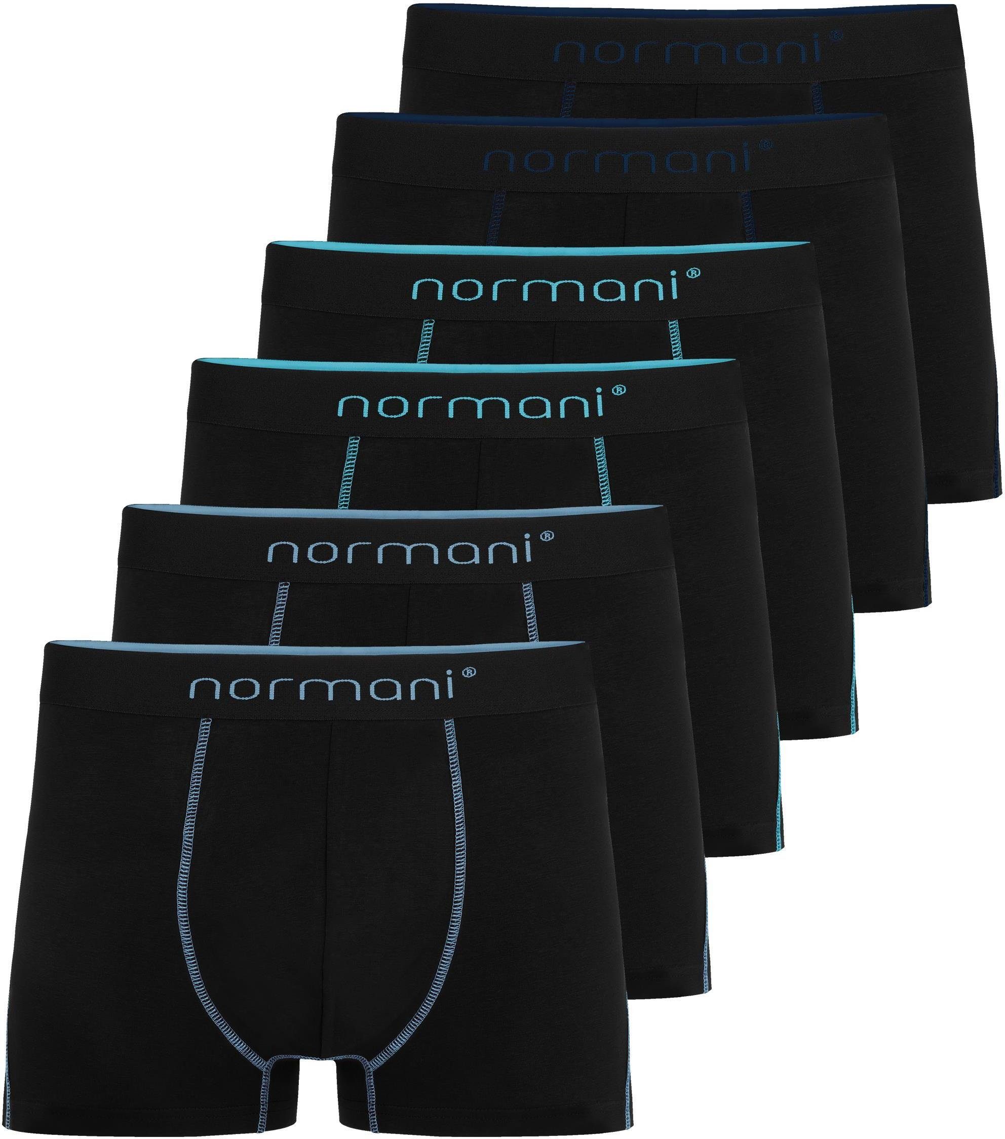 normani Boxershorts 6x Herren Baumwoll-Boxershorts Unterhose aus atmungsaktiver Baumwolle für Männer Dunkelblau/Hellblau/Türkis