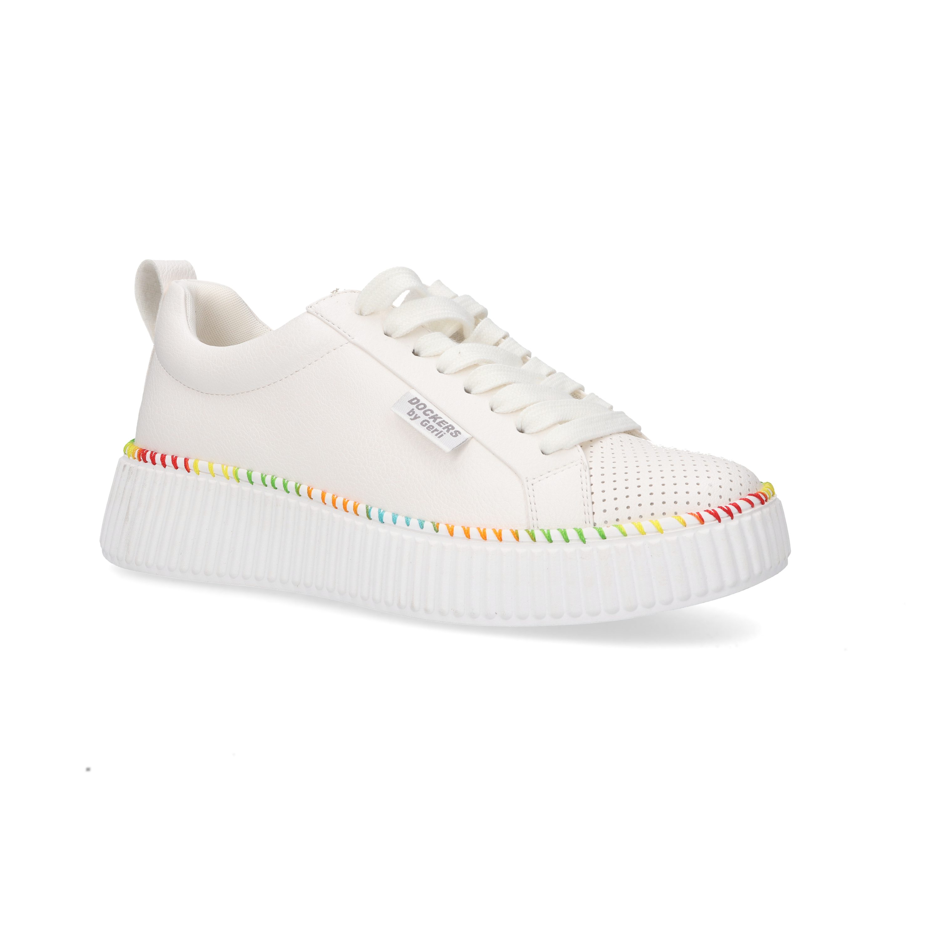 Dockers by Gerli Plateausneaker Freizeitschuh, Schnürschuh, Halbschuh mit bunter Sohlenumrahmung