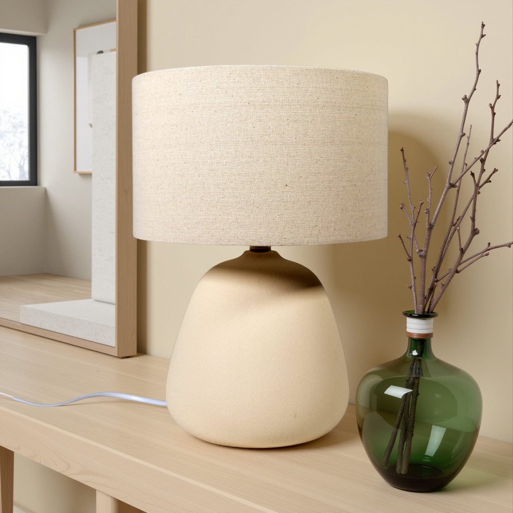 Liadomo Tischleuchte Juna, ohne Leuchtmittel, weißer Stoffschirm, Skandi-Lo günstig online kaufen