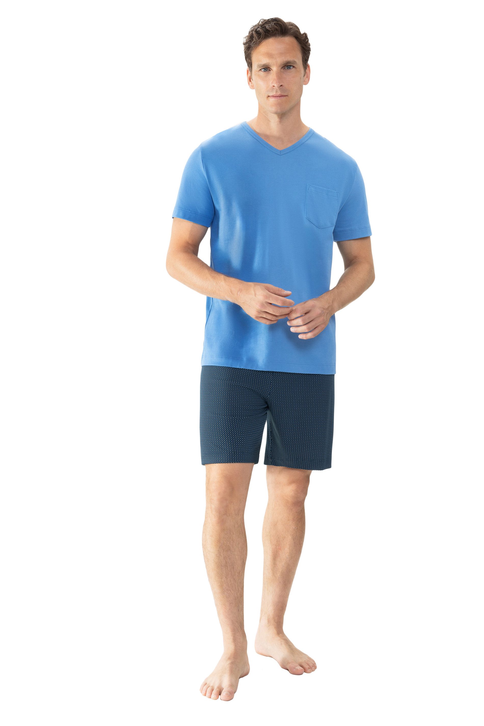 Mey Schlafanzug Schlafanzug kurz SERIE MICRO BLUE