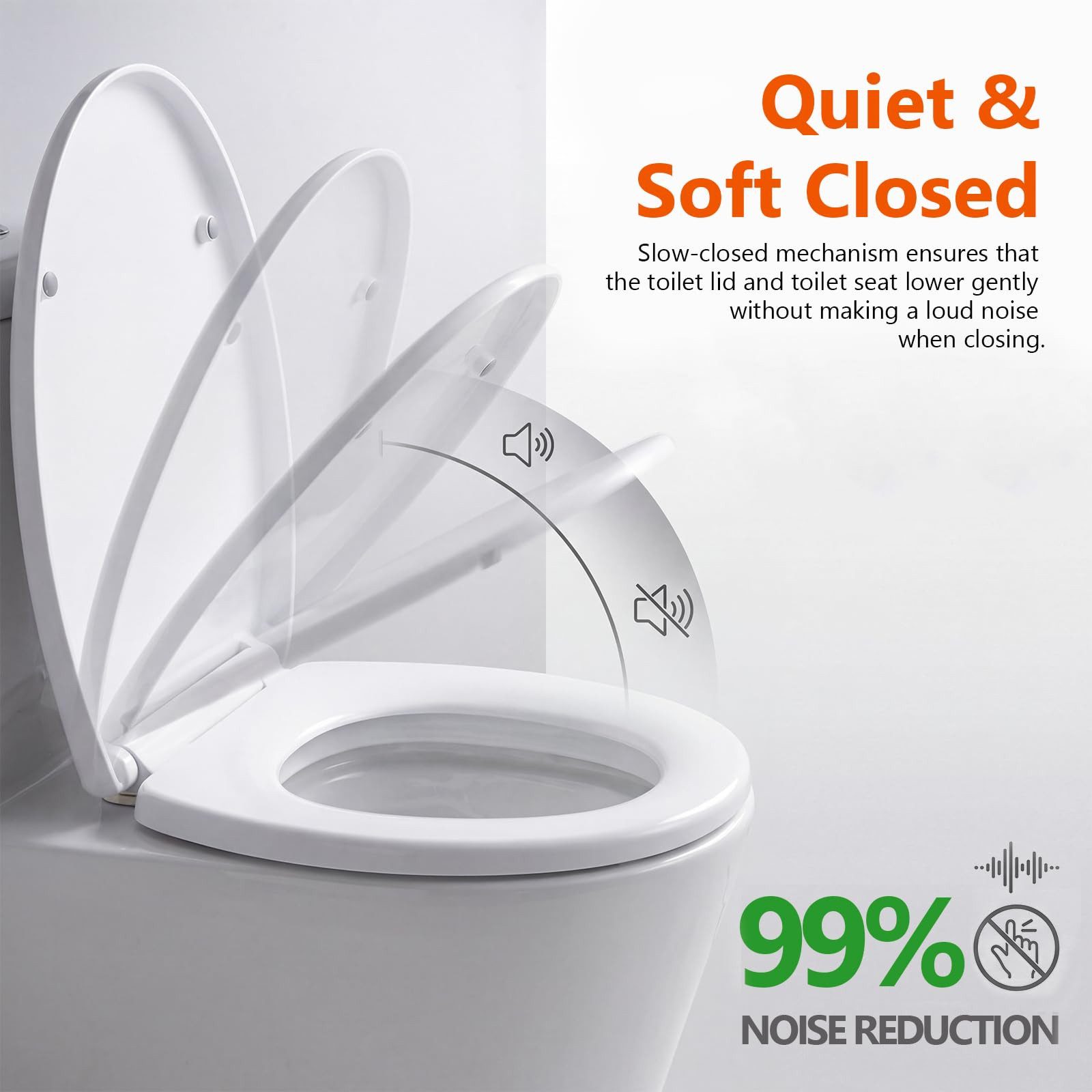 YONSLY WC-Sitz Komfort Toilettensitz für Bad, Gäste-WC und Haushalt (Packung, 1-St., PP-Material), mit Quick-Release, Softclose, antibakteriell, weiß, 150 kg