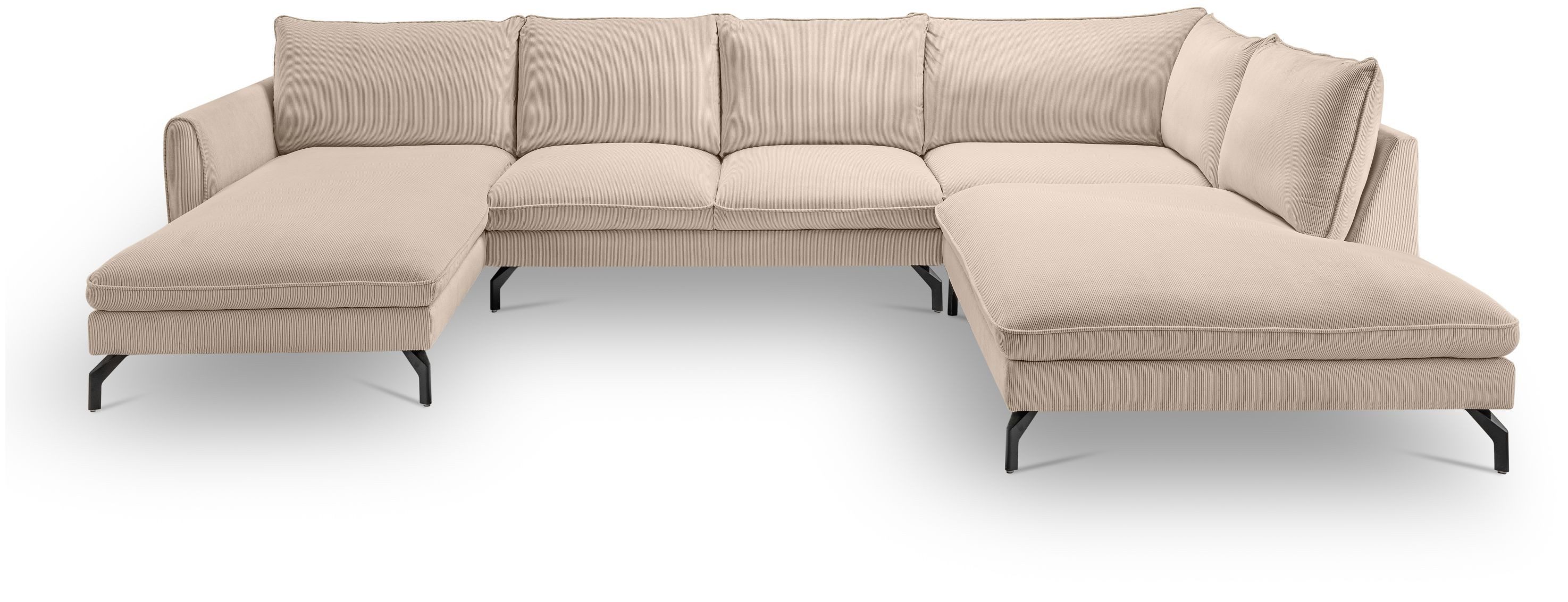 xonox.home Wohnlandschaft, in U-Form Recamiere rechts aus Kleincord in beige 202x87x361cm