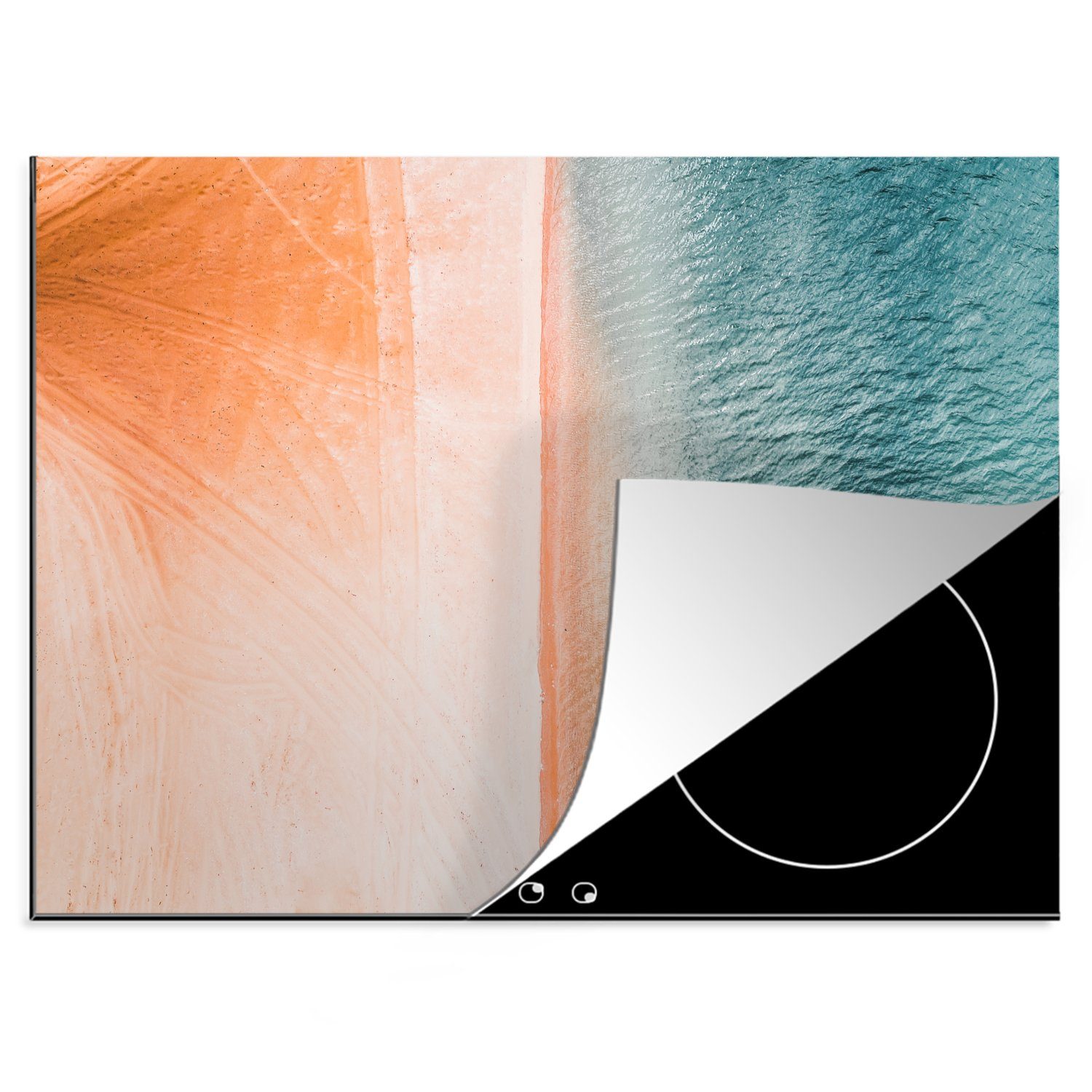 MuchoWow Herdblende-/Abdeckplatte Strand - Sand - Farben, Vinyl, (1 tlg), 70x52 cm, Mobile Arbeitsfläche nutzbar, Ceranfeldabdeckung