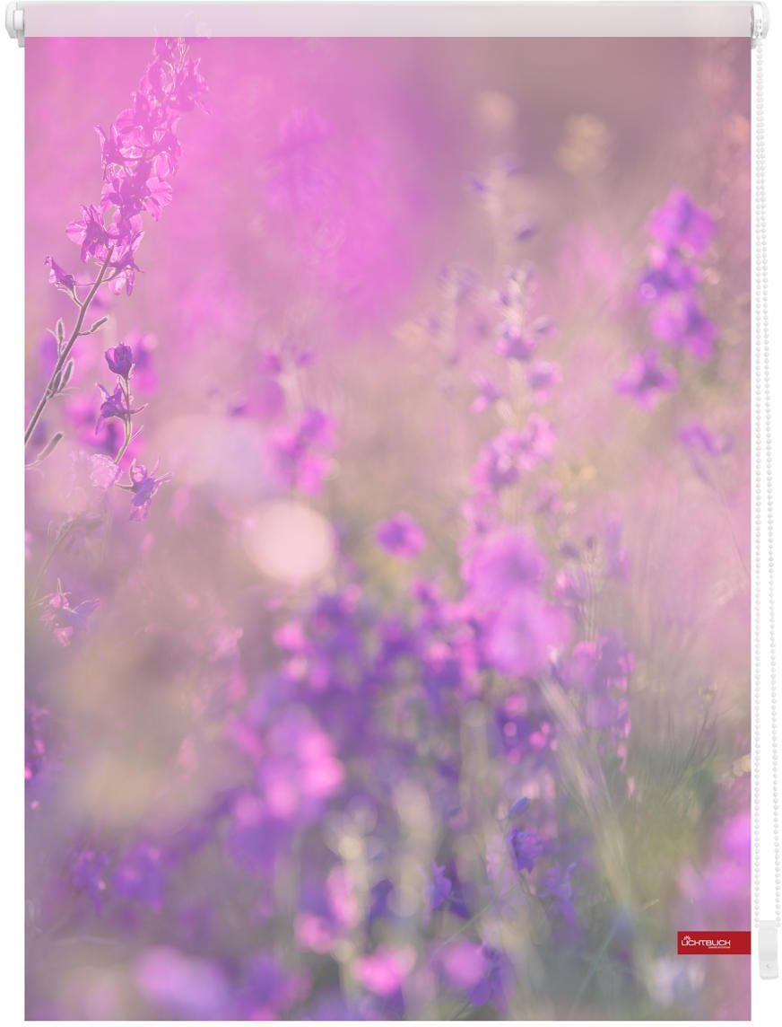 Seitenzugrollo Blumenwiese, LICHTBLICK ohne Bohren, freihängend, verdunkelnd, Klemmfix Rollo Klemmfix, ORIGINAL, Verdunkelung,