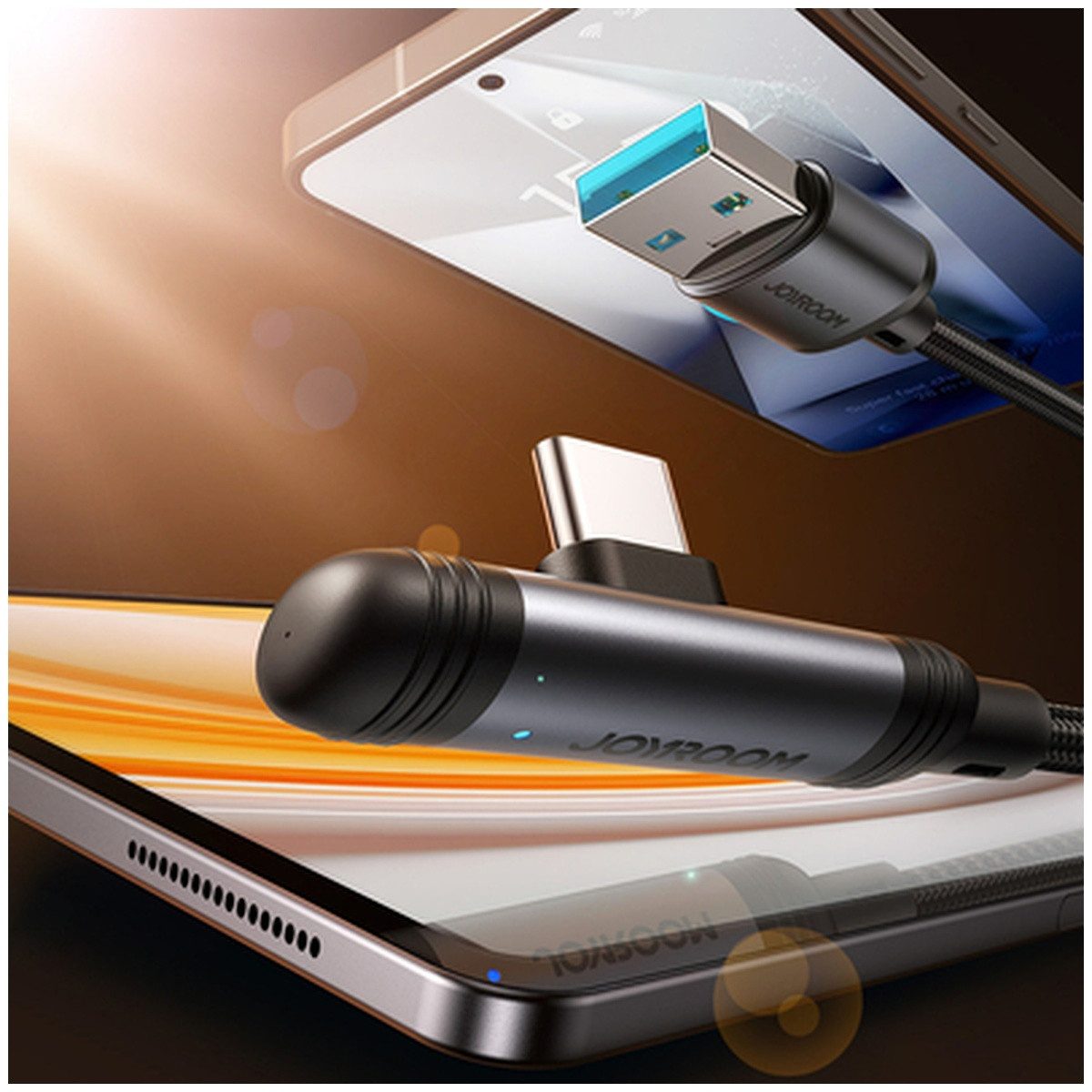JOYROOM Joyroom S A56 EnjoyX Series 90 USB-A USB-C 3A Kabel 1.2mm Smartphone-Ladegerät – Bild 2 von 5