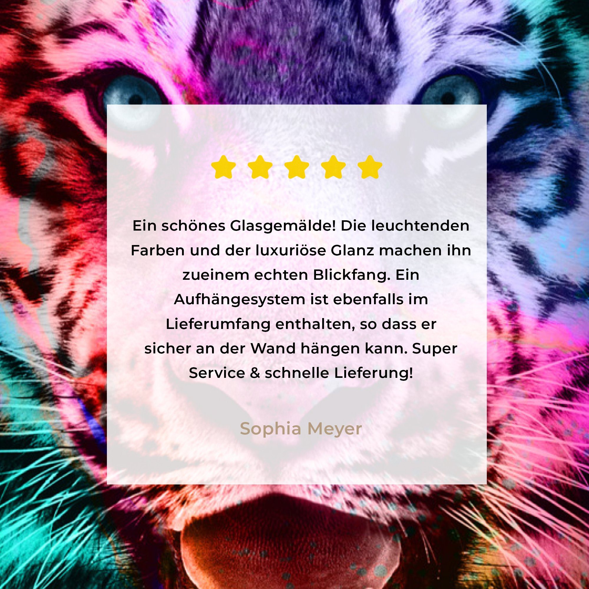 Wanddekoration Tiger - (1 Wandbild Farben auf - Foto MuchoWow Wild, - auf Glas bunt - Glasbilder Acrylglasbild St), - Glas Bilder
