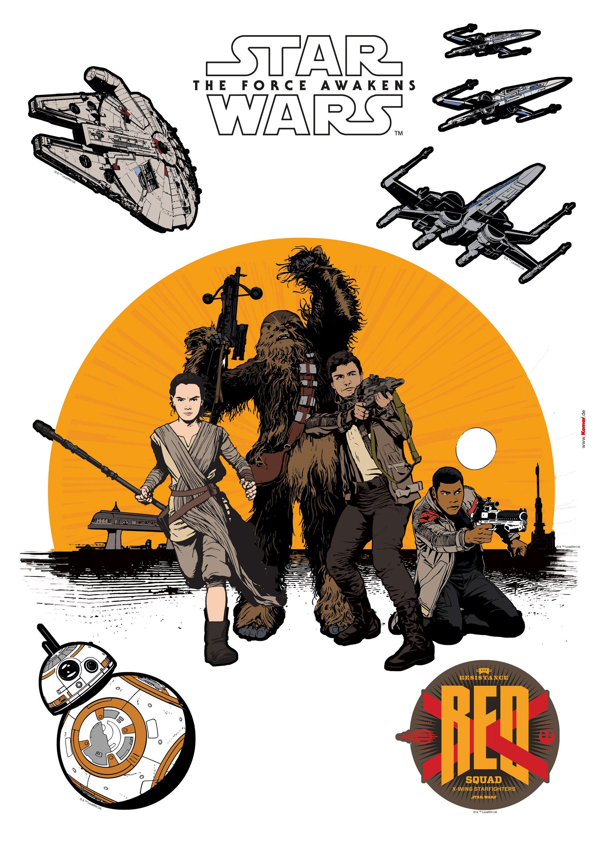 Komar Wandtattoo Star Wars Resistance - Размер 50 x 70 cm (8 St), selbstklebend, Wandsticker, Kinderzimmer