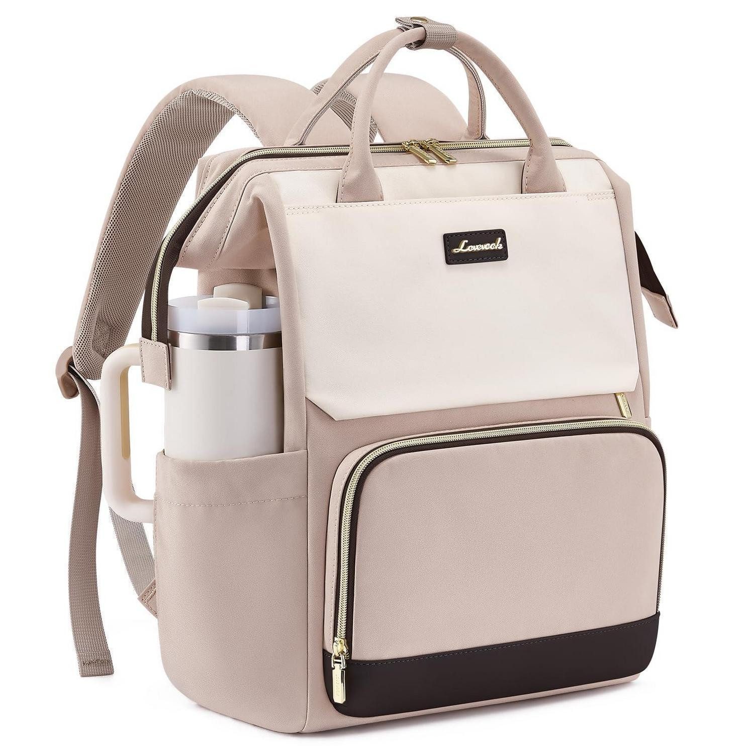 LuxusKollektion Laptoprucksack Rucksack Damen 17.3 Zoll Laptop Beige Beige
