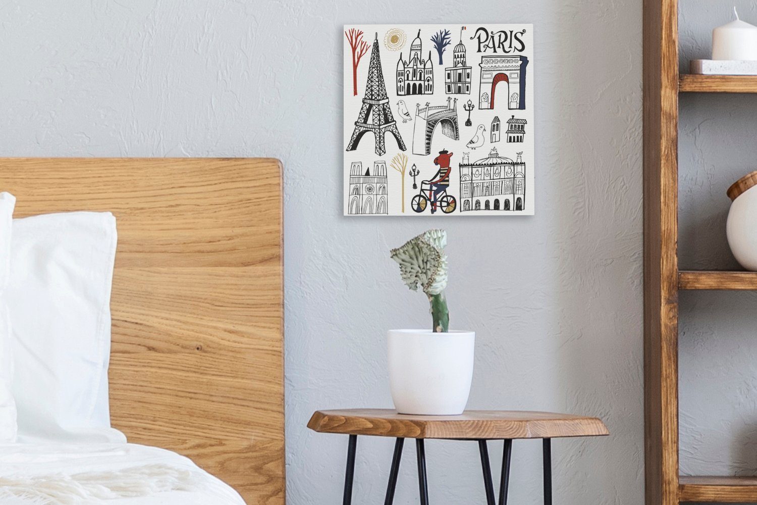 Eiffelturm Leinwandbild Wohnzimmer Bilder - - Schlafzimmer St), Paris Zeichnung, für (1 OneMillionCanvasses® Leinwand