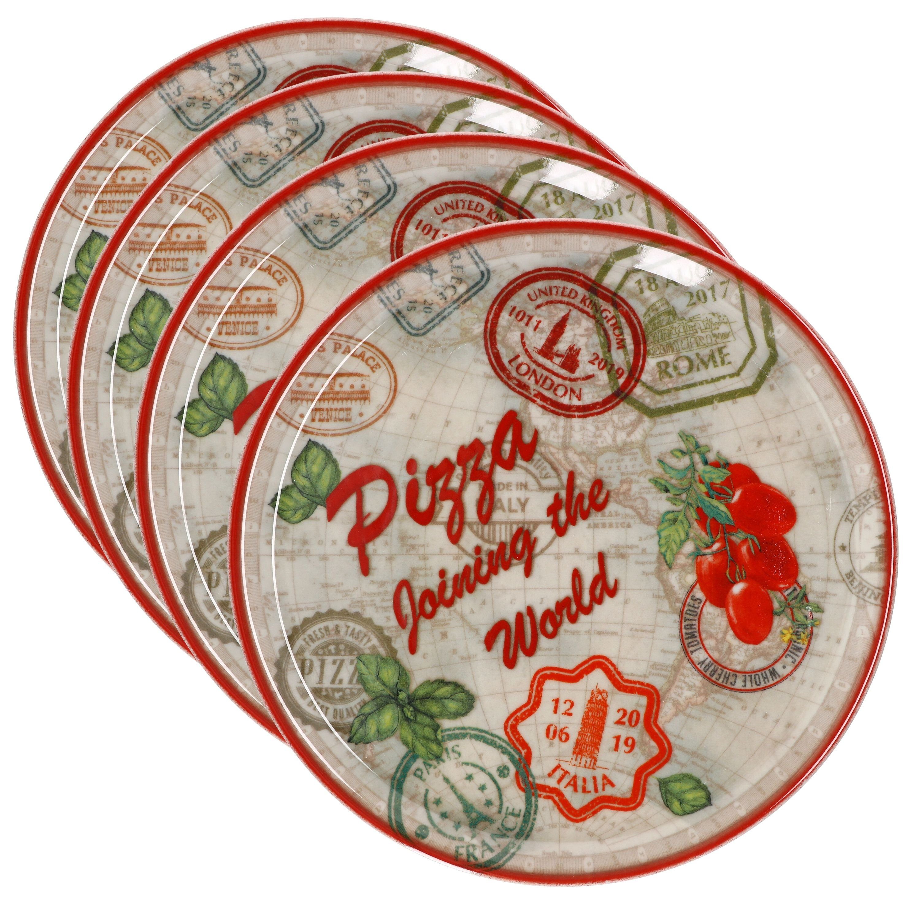 04019#ZCHAR Charme Rom Pizzateller 4er MamboCat 31cm - - rot Set Red Pizzateller -