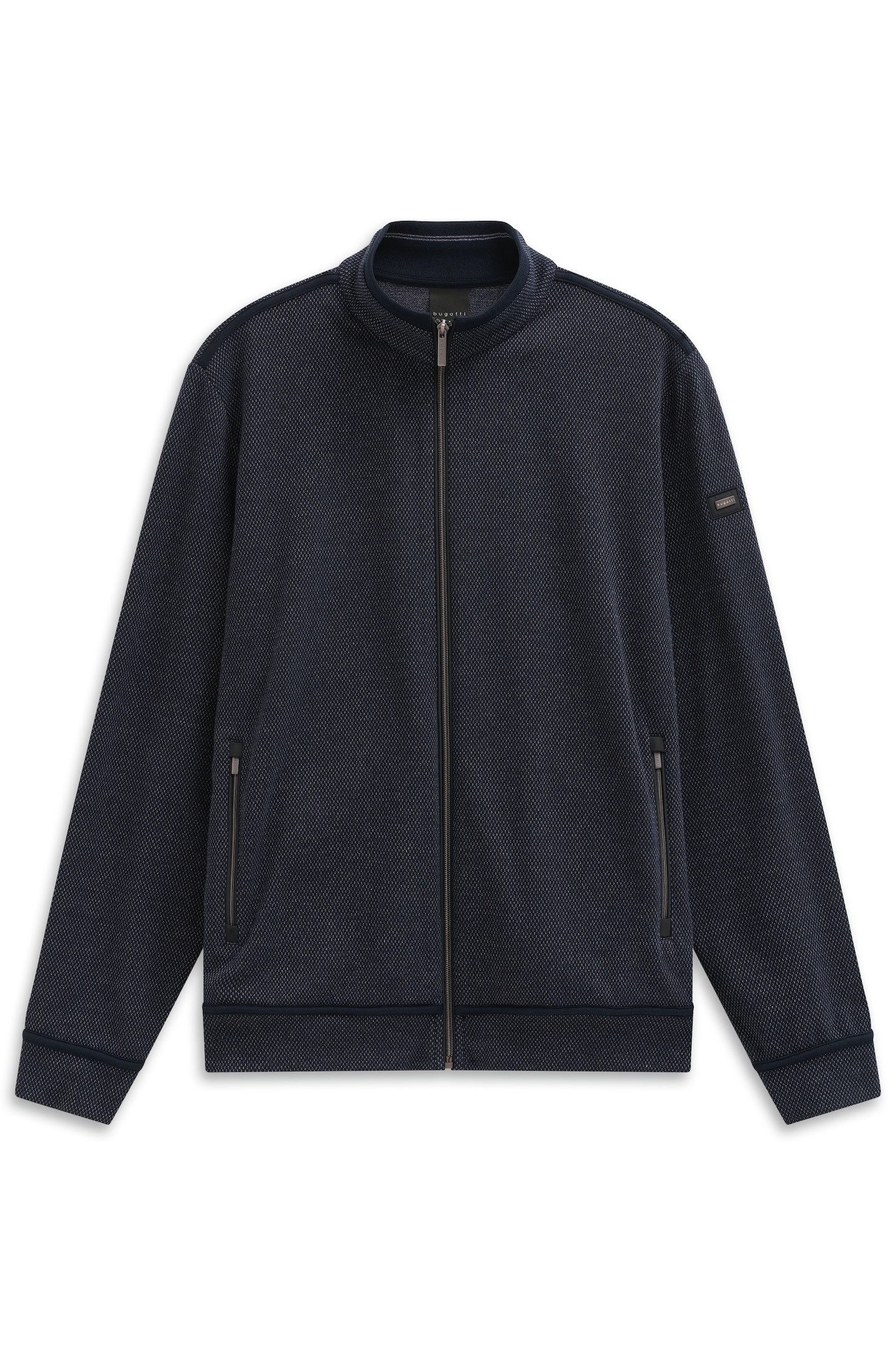bugatti Sweatjacke Modern Fit mit Stehkragen und aus Baumwollmix