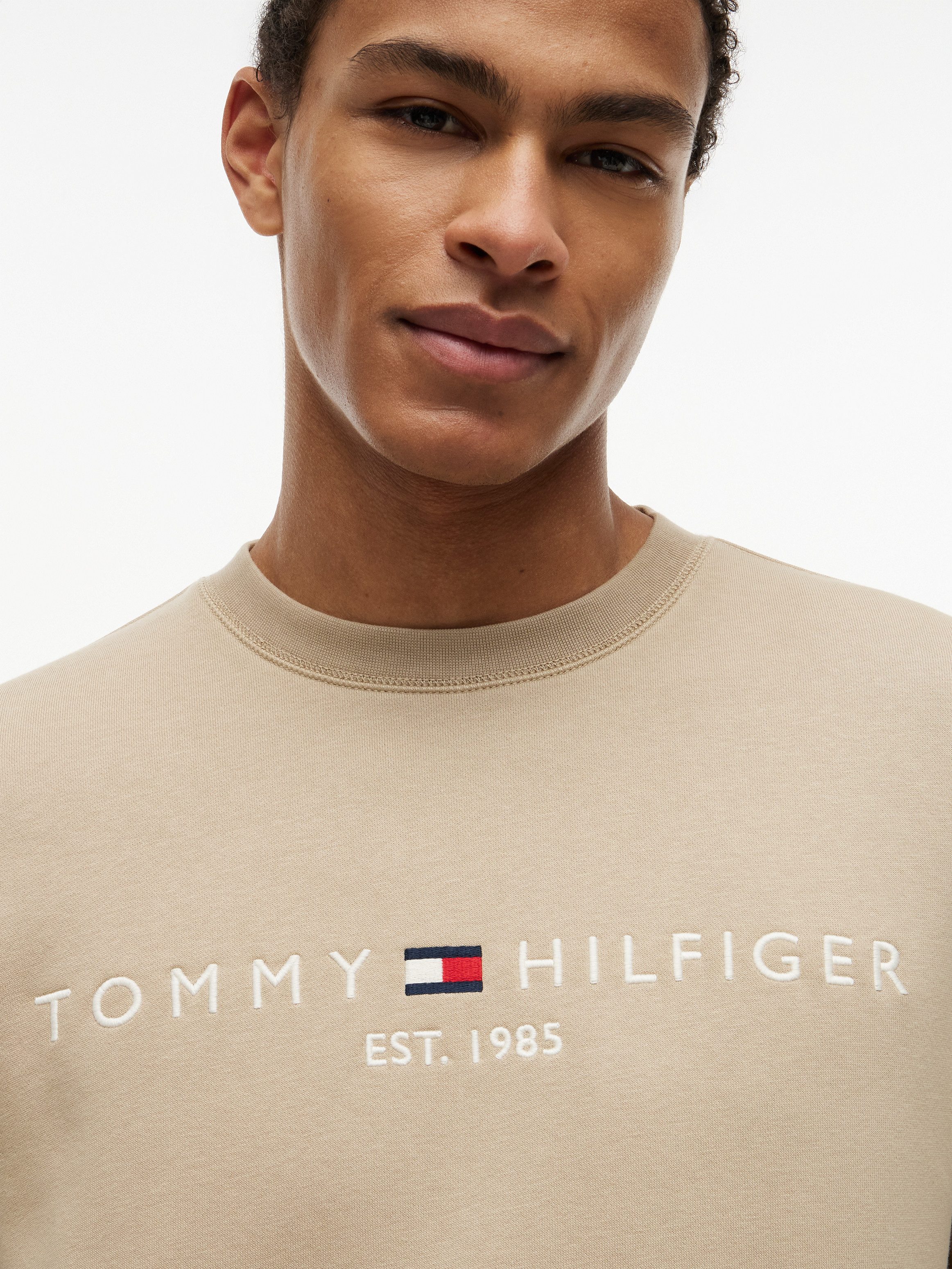Tommy Hilfiger Sweatshirt TOMMY LOGO unifarben, casual, regular fit, Baumwollmix, Rundhals