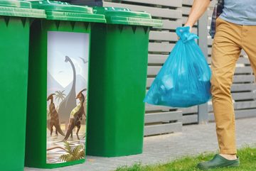 MuchoWow Wandsticker Dinosaurier - Landschaft - Tropisch - Kinder - Jungen (1 St), Mülleimer-aufkleber, Mülltonne, Sticker, Container, Abfalbehälter