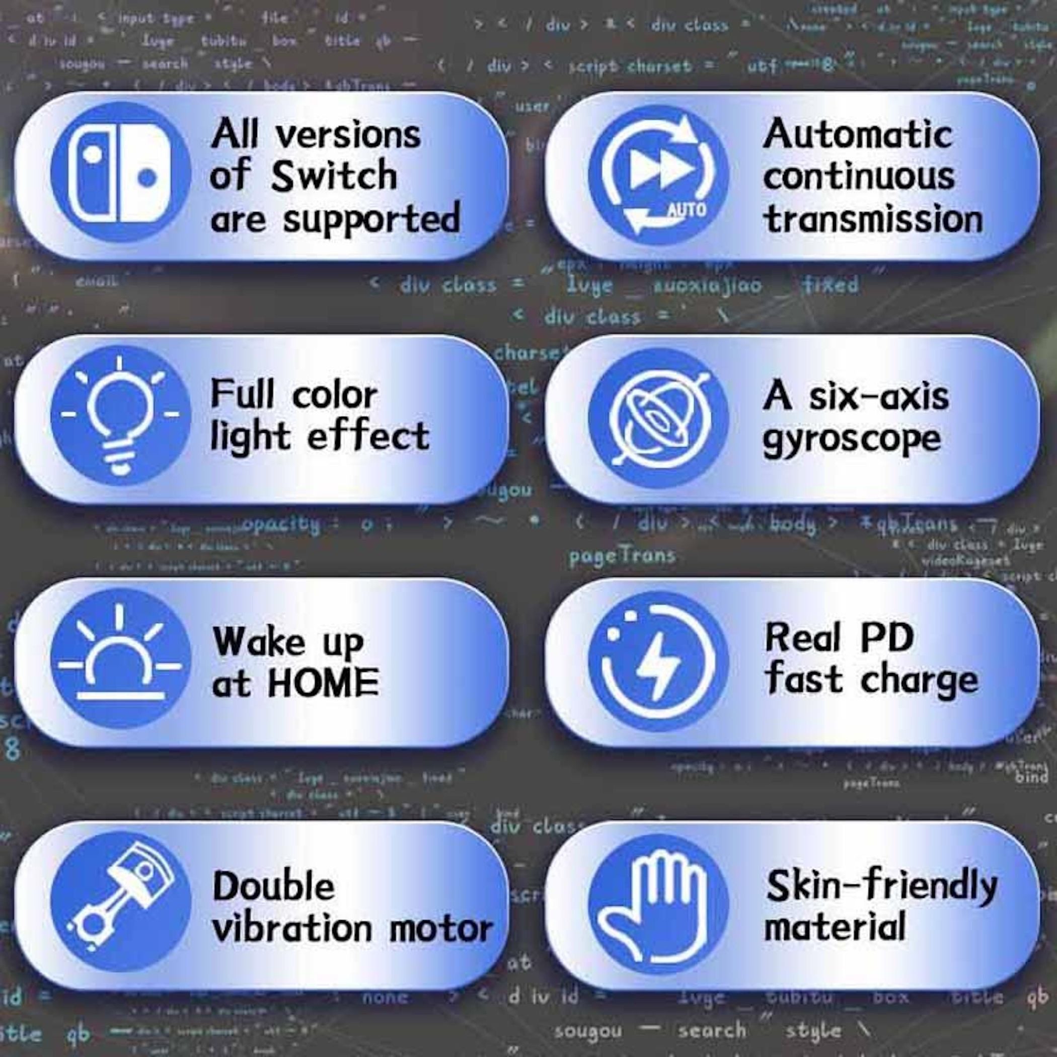 Wigento Handyhülle Wireless Controller Switch Split Joypad Hall Effekt RGB Schwarz Grau, Hall Effekt Joysticks, RGB, 6-Achsen Sensor