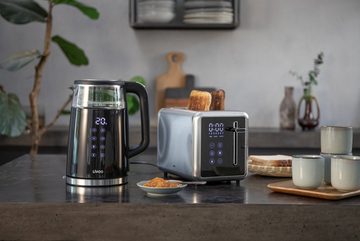 LIVOO Toaster Toaster 2 Scheiben Edelstahl digital Display 2 Schlitztoaster 7, 2 kurze Schlitze, für 2 Scheiben, 850,00 W, Auftaufunktion