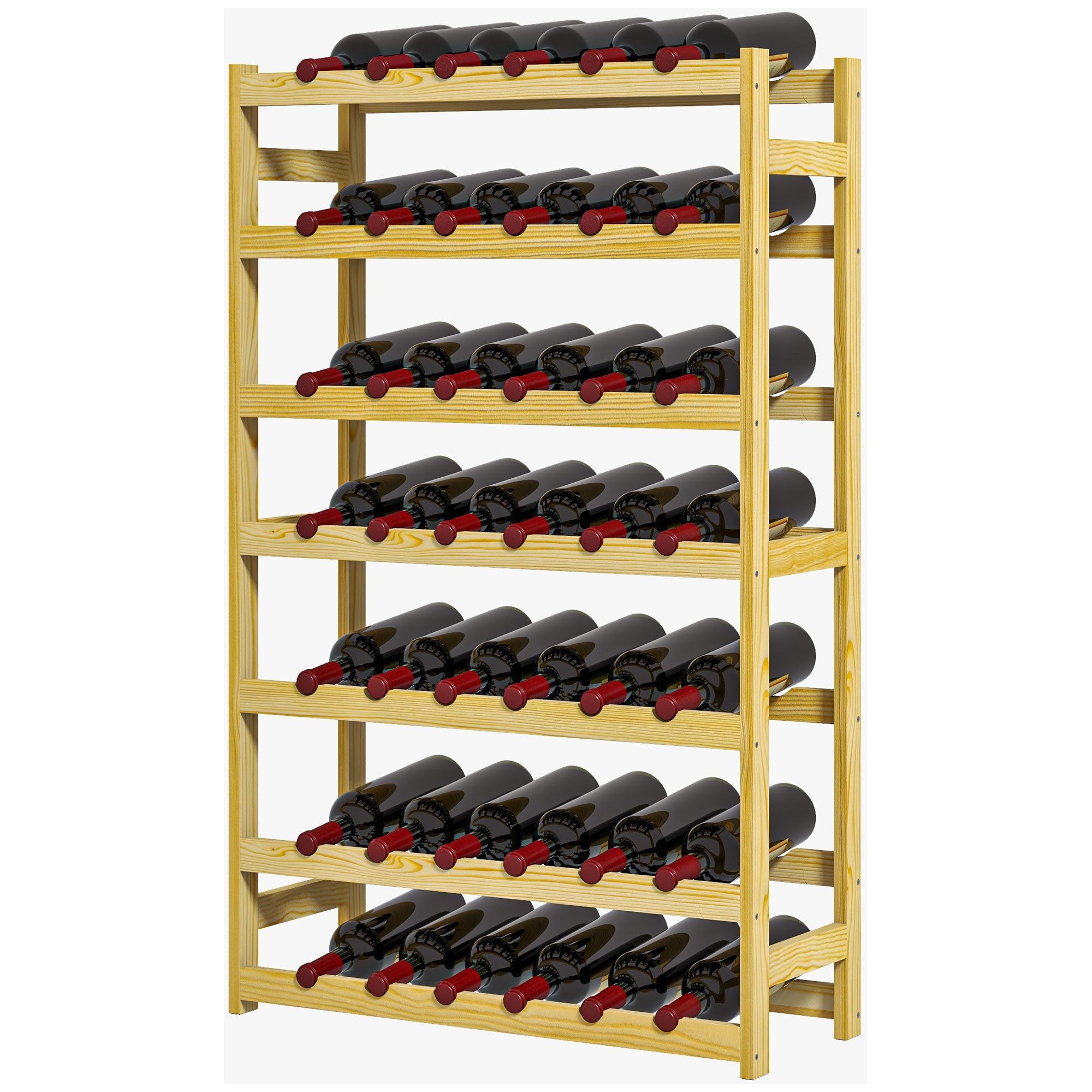 furnicato Weinregal 7 Etagen für 42 Flaschen 63x25x102cm Natur, 1-tlg.