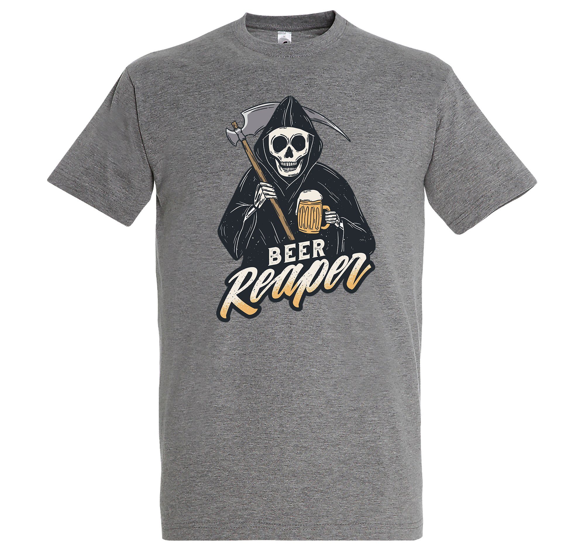 Youth Designz T-Shirt Bier Reaper Herren Shirt mit lustigem Frontprint Grau