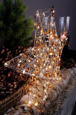 Arnusa LED Stern Leuchtstern 120 LED mit künstlichen Bernstein Weihnachtsstern, Ein- Aus, LED, warmweiß, 45x45x7cm Weihnachtsbeleuchtung für Innen und Außen