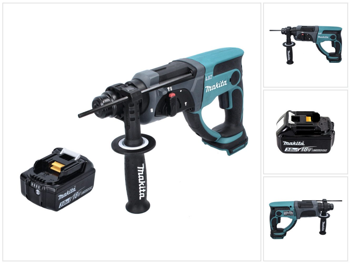 Makita Akku-Kombibohrhammer DHR 202 F1 Akku Kombihammer 18 V 2,0 J SDS Plus + 1x Akku 3,0 Ah