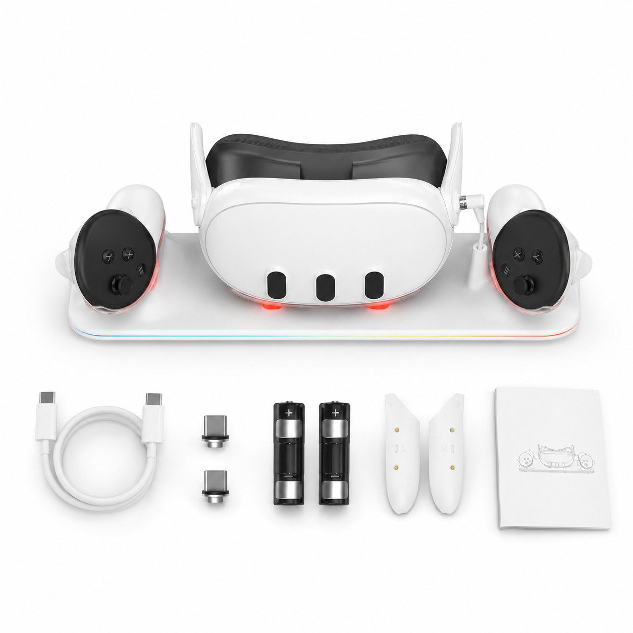 Lisabonde Ladestation für Oculus Quest 3, Magnetisches Dock & 2 Controller Akkus Ladestation (2000 mA, Mehrteilig, 6-teiliges Set, Magnetisches Laden für Oculus Quest 3 & Controller)