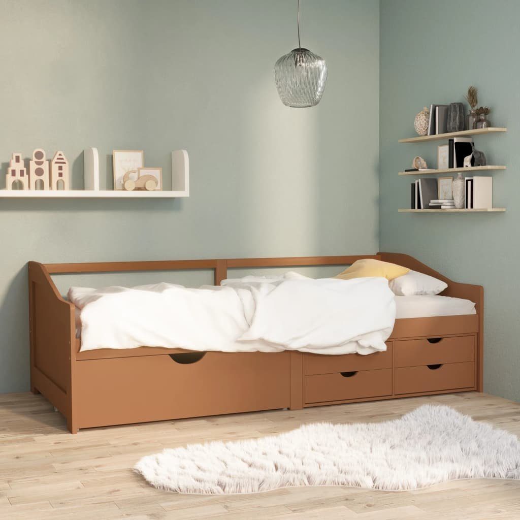 vidaXL Bett Tagesbett 3-Sitzer Schubladen Honigbraun Kiefernholz 90x200 cm