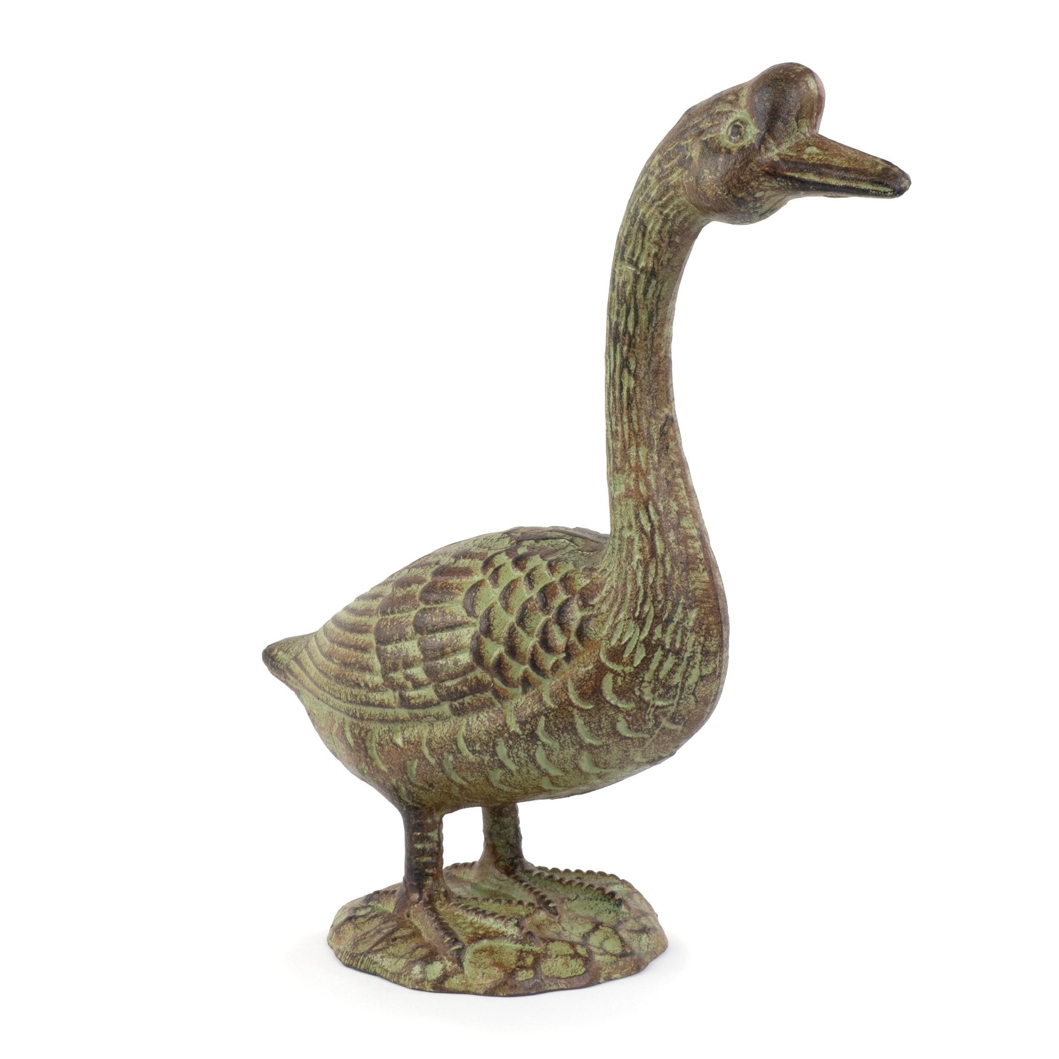 Moritz Gartenfigur Gans Figur stehend Gusseisen H 32,5 cm B 27 cm grün braun Antik-Optik