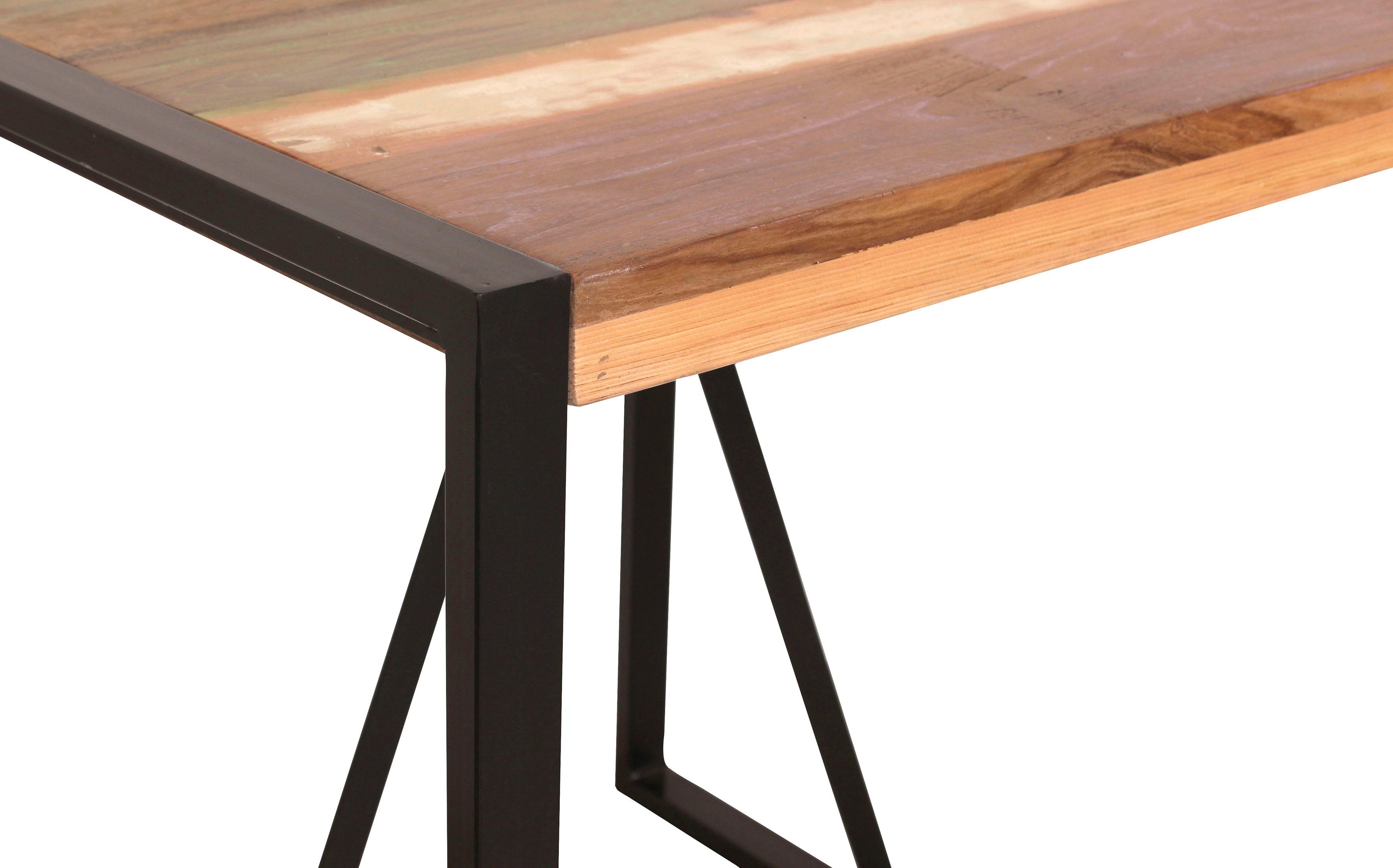 SIT Esstisch 70x70 cm Altholz Massivholz Metall Industrial Design, Quadratischer Esstisch aus Altholz & Metall im Industrial Stil