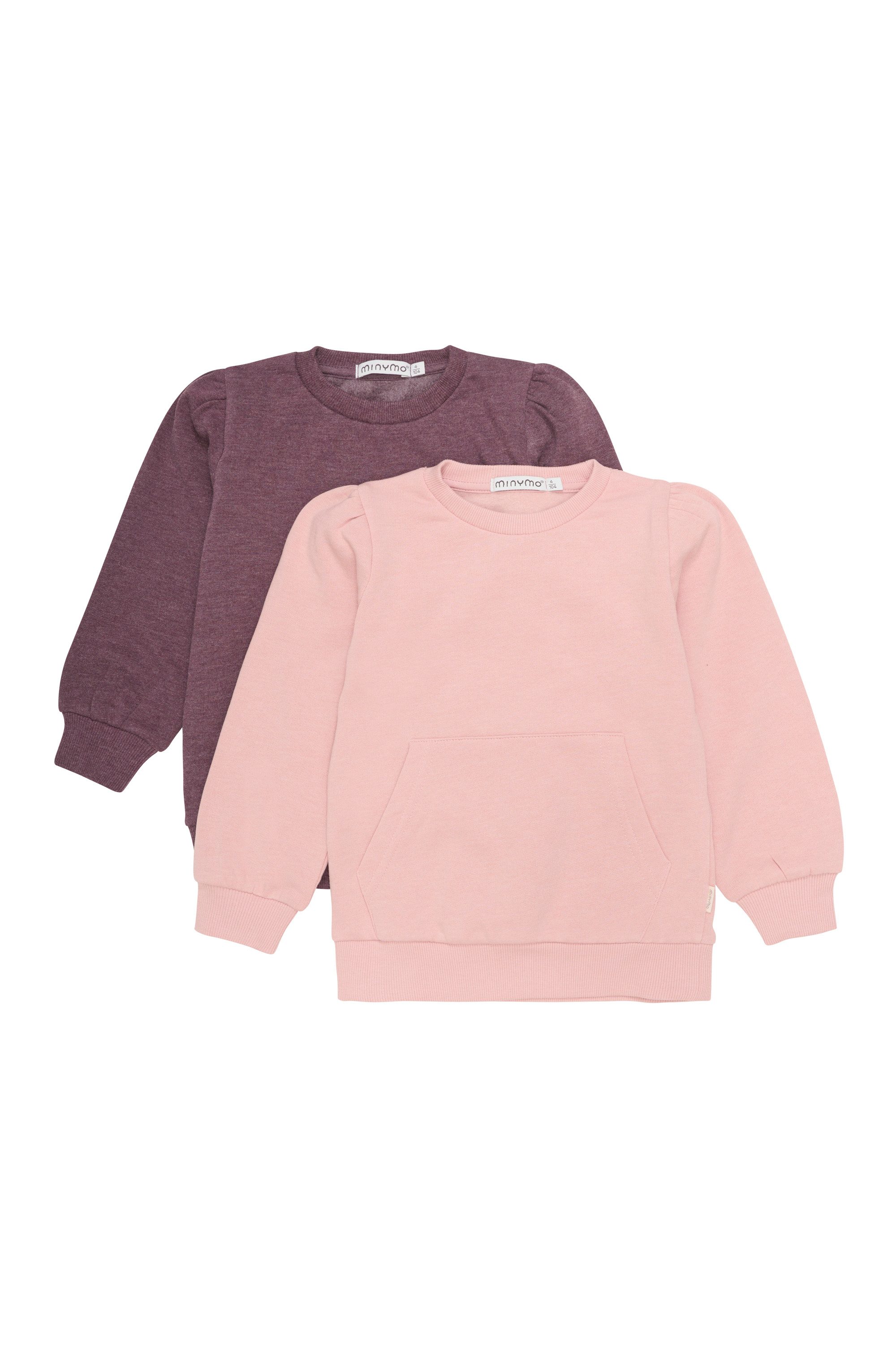 Minymo Rundhalspullover MISweat Shirt girl (2-pack) - 5899 Sweatshirt mit Kängurutasche