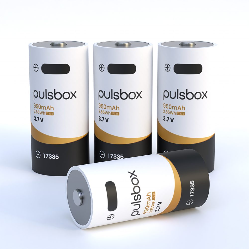 pulsbox RCR123A Akku Li-Ion 3.0V - 3.7V 950mAh USB-C wiederaufladbar Akku, - passend für CR123A 16340 Geräte
