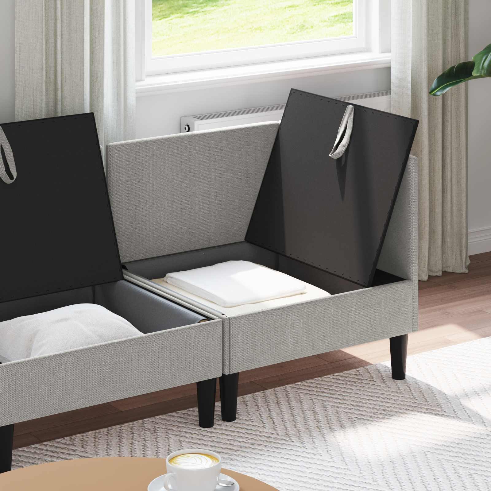 vidaXL Sofa Wohnzimmergarnitur 3 Stk. Hellgrau Stoff, 3 Teile