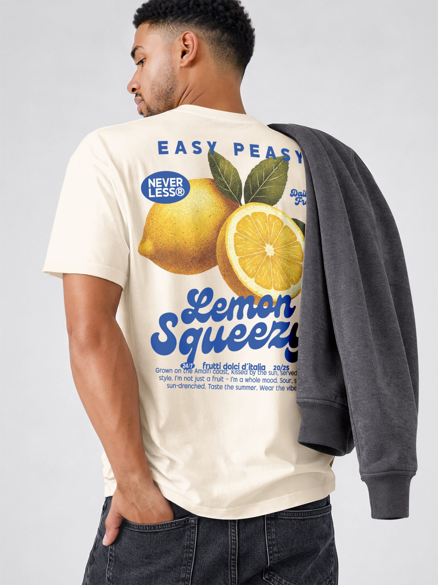 Neverless Oversize-Shirt Herren T-Shirt - Lemon Squeezy - Relaxed Fit Sommer Fashion mit Print – Bild 5 von 5