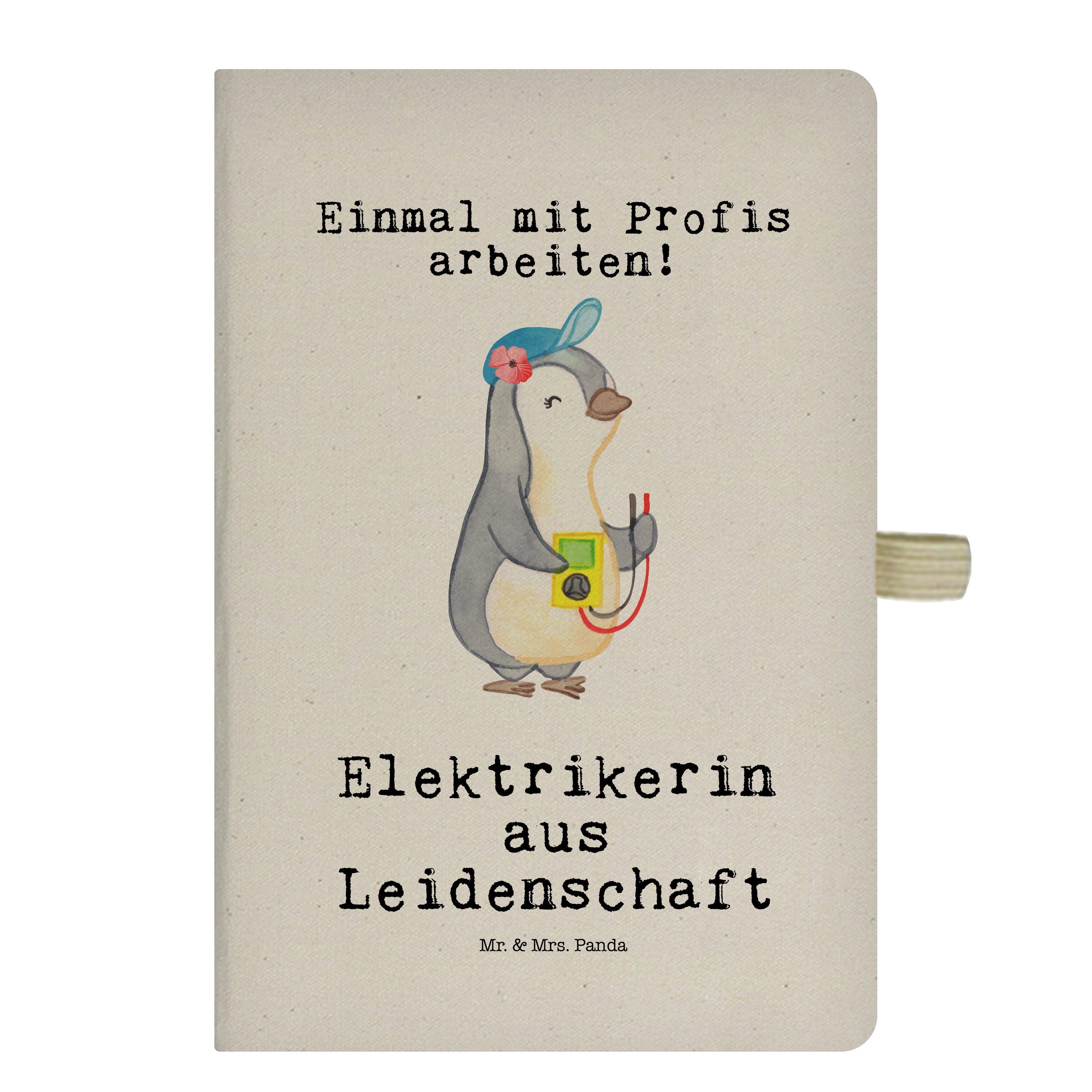 Mr. & Mrs. Panda Notizbuch Elektrikerin aus Leidenschaft - Transparent - Geschenk, Notizheft, El Mr. & Mrs. Panda