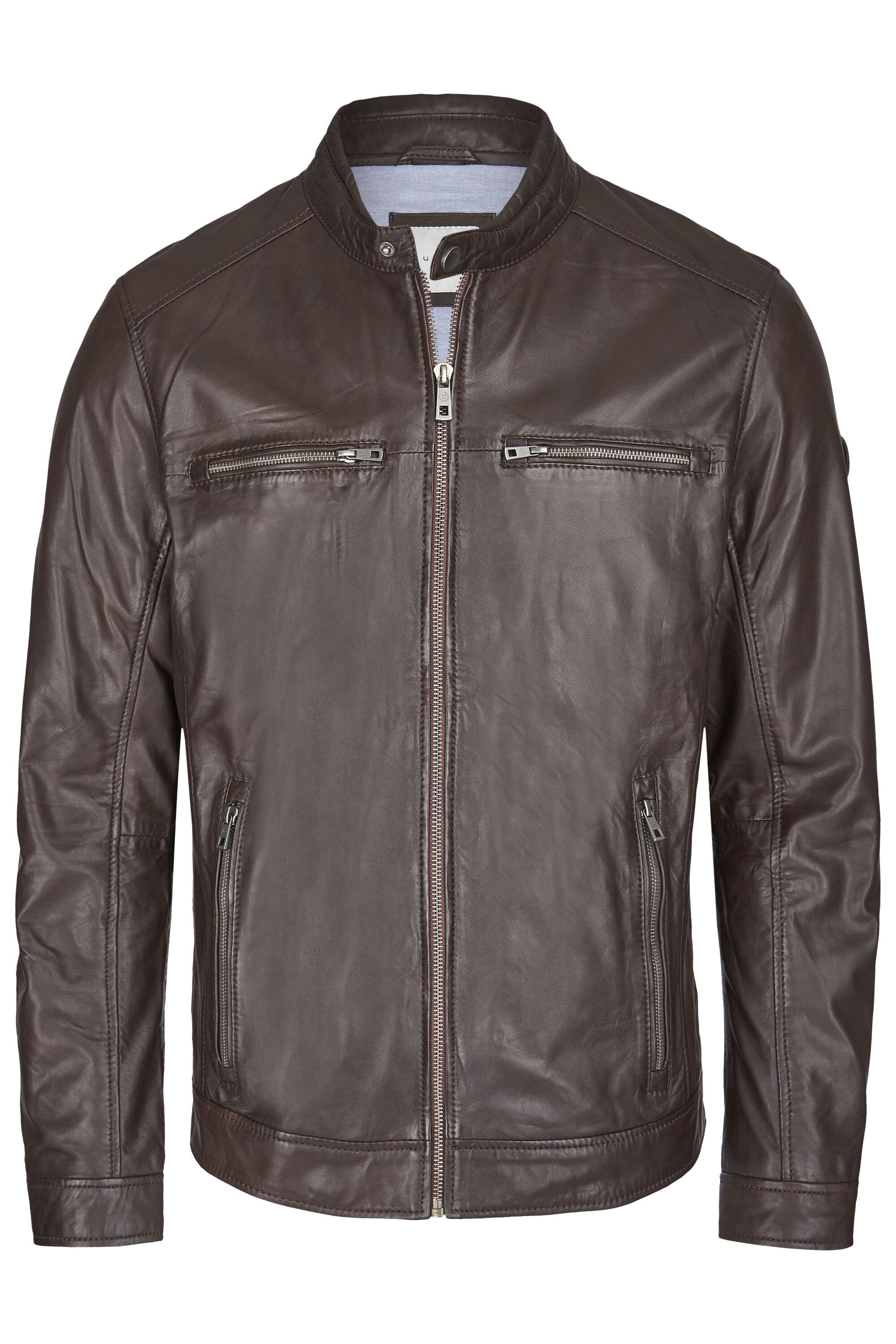 bugatti Lederjacke BUDANILO (1-St) mit Reißverschlüssen und Druckknopfriege günstig online kaufen