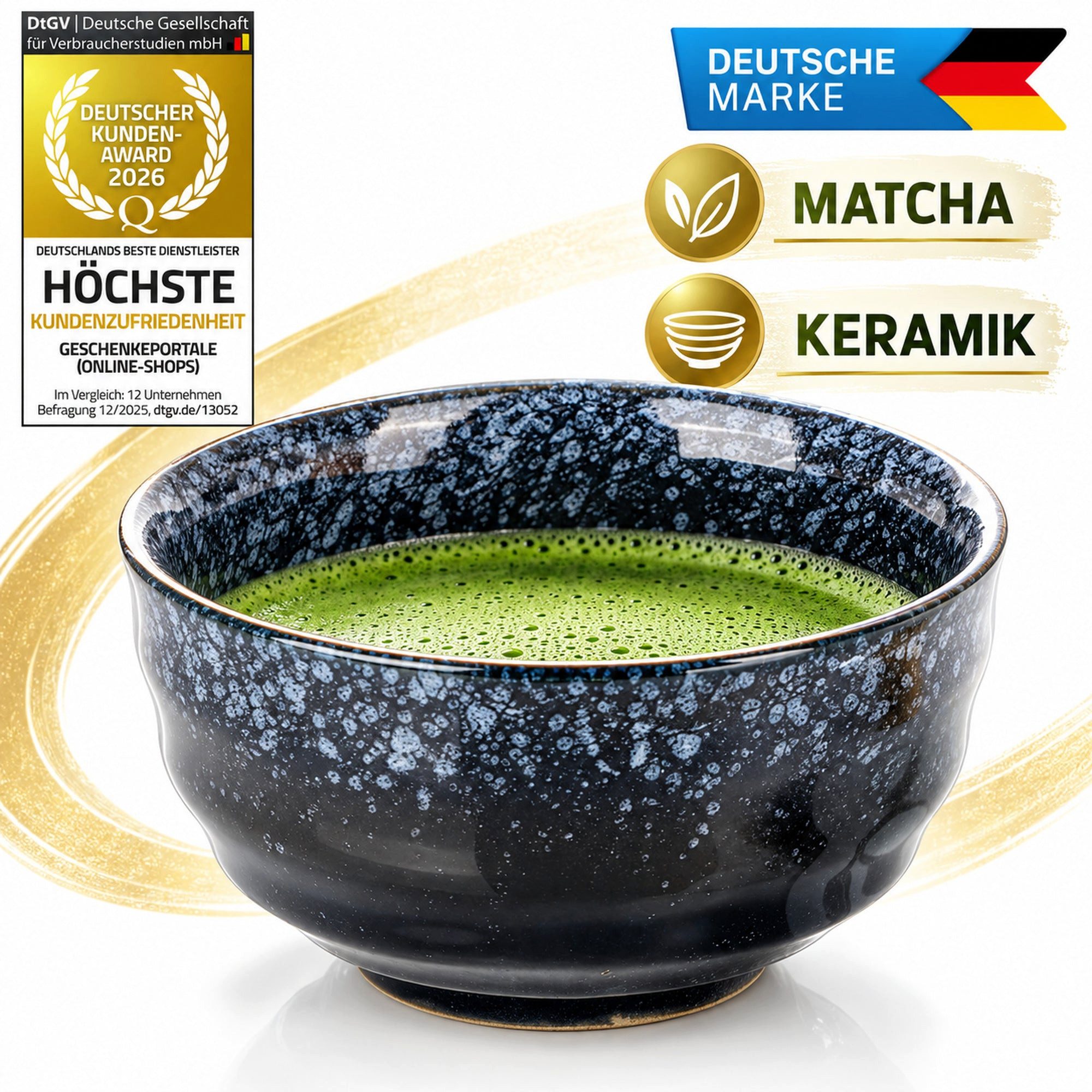 Dimono Teeglas DIMONO Matcha Tee Set–Teezubereitung Set mit Chasen, Schale & Zubehör, Japanische Tee-Schale Matchaschale aus gebranntem Ton