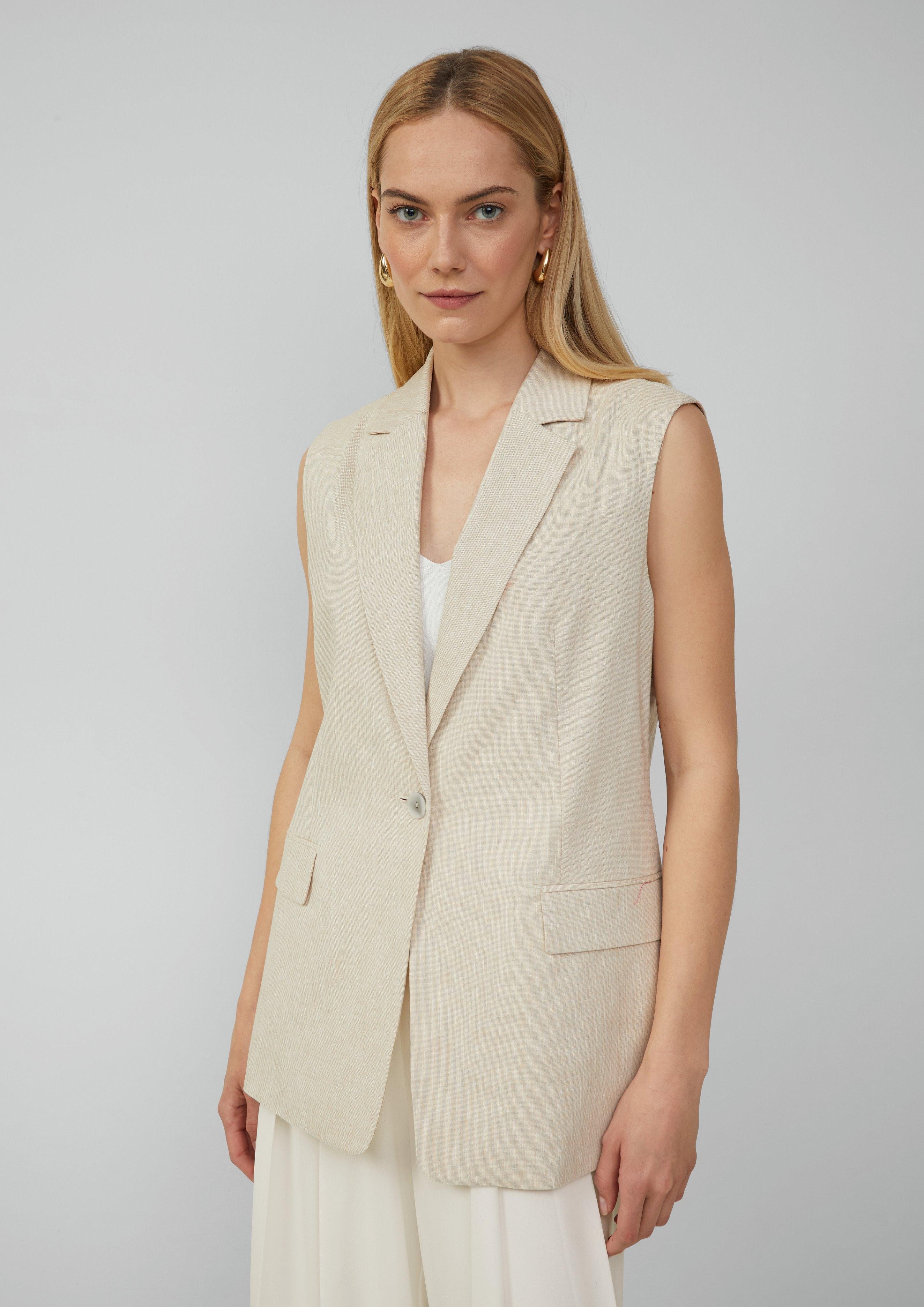 Strickweste Lange Weste im Relaxed Fit aus Leinenmix