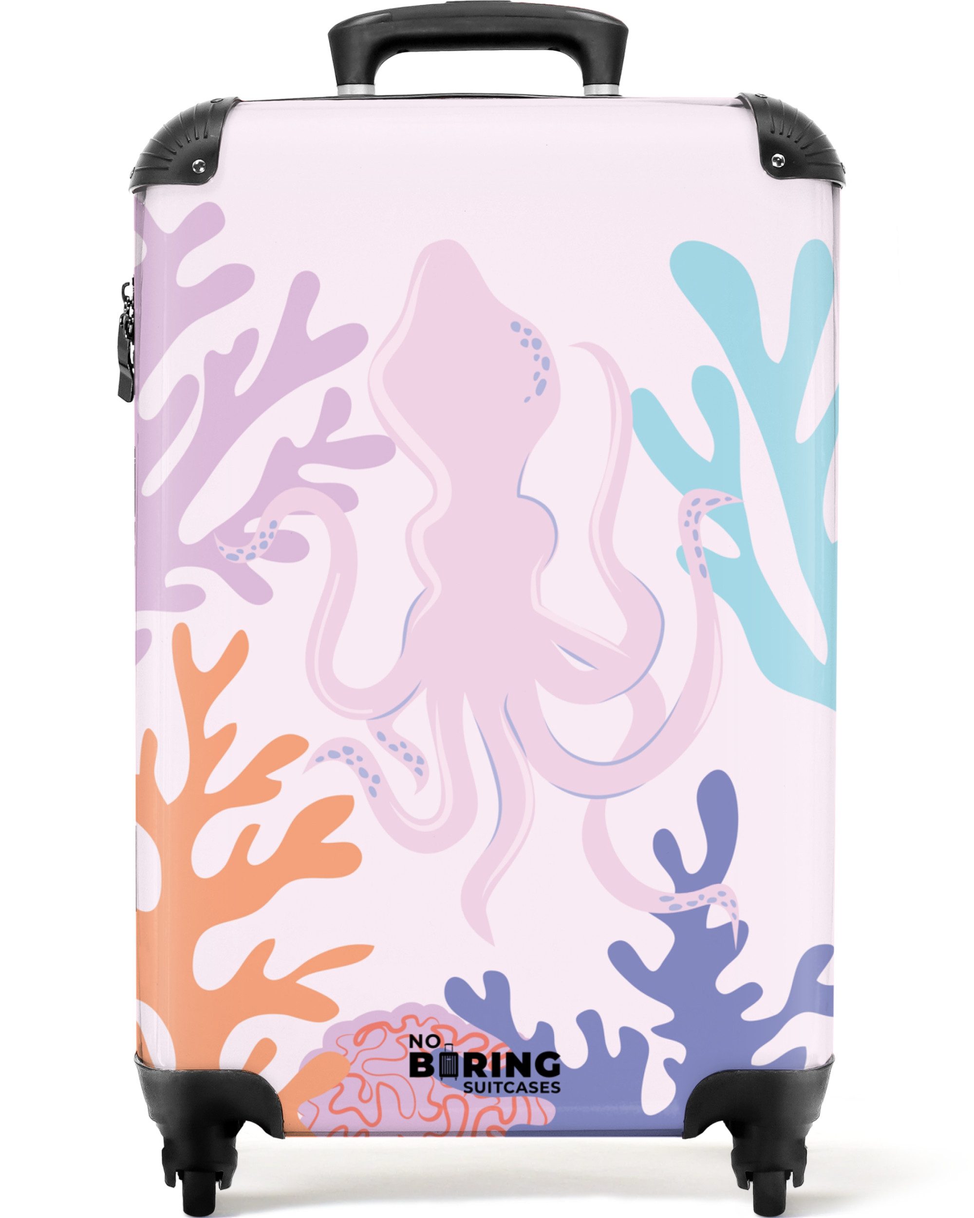 NoBoringSuitcases.com© Hartschalen-Trolley Rosa mit Tintenfisch und günstig online kaufen